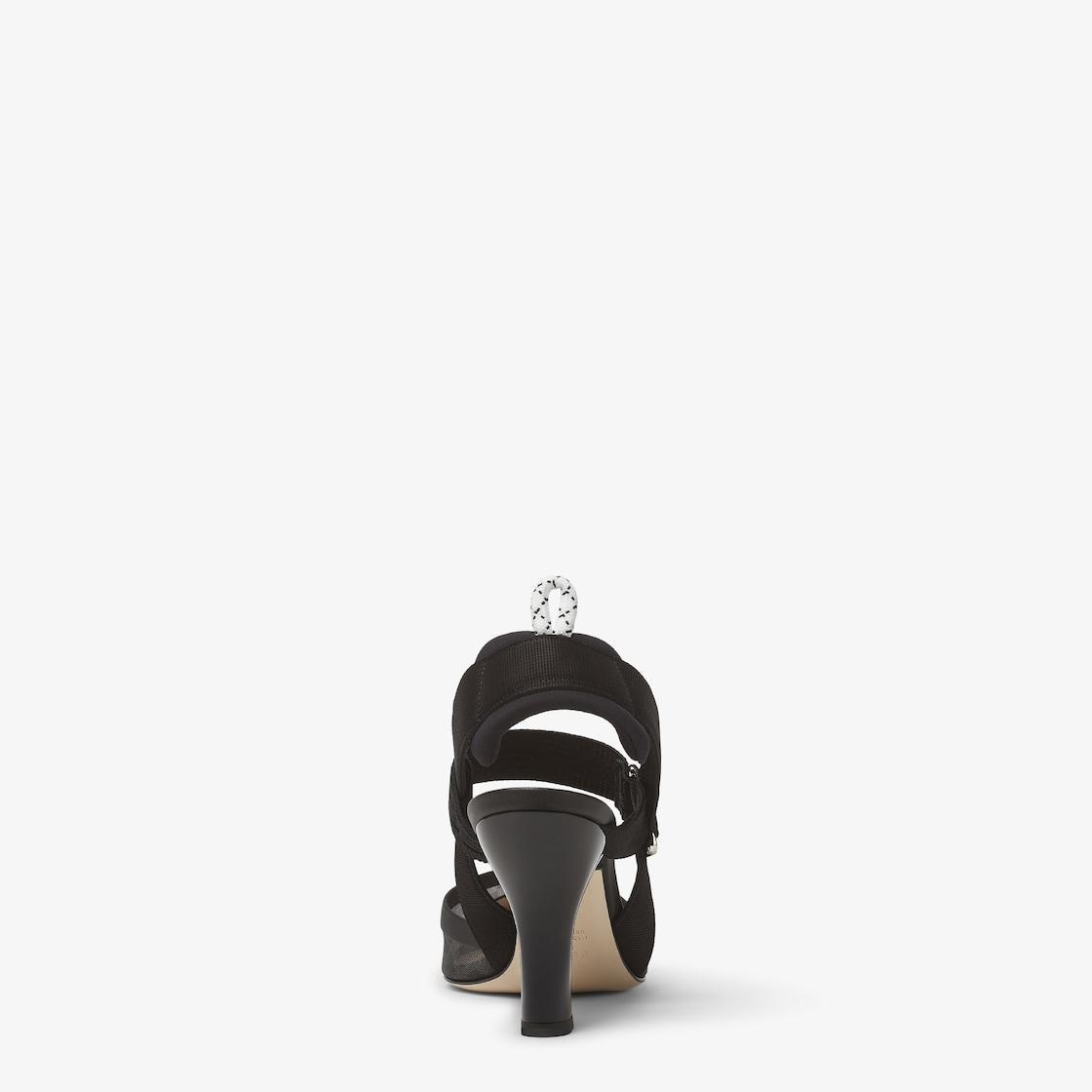 ColibrìBlack leather and mesh, high-heeled slingbacks Product Image
