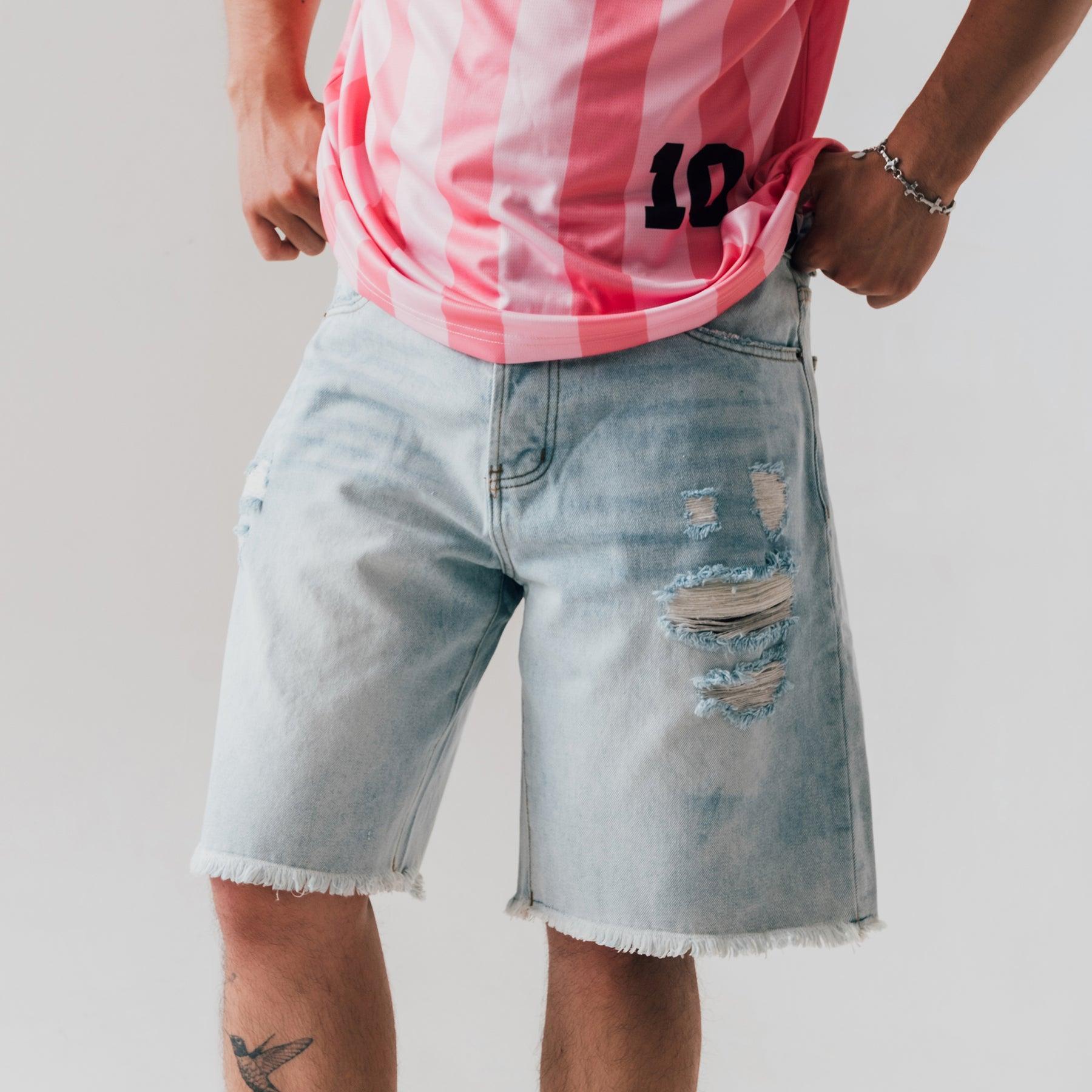 Berry Wide Denim Short - Vintage Med Blue Male Product Image