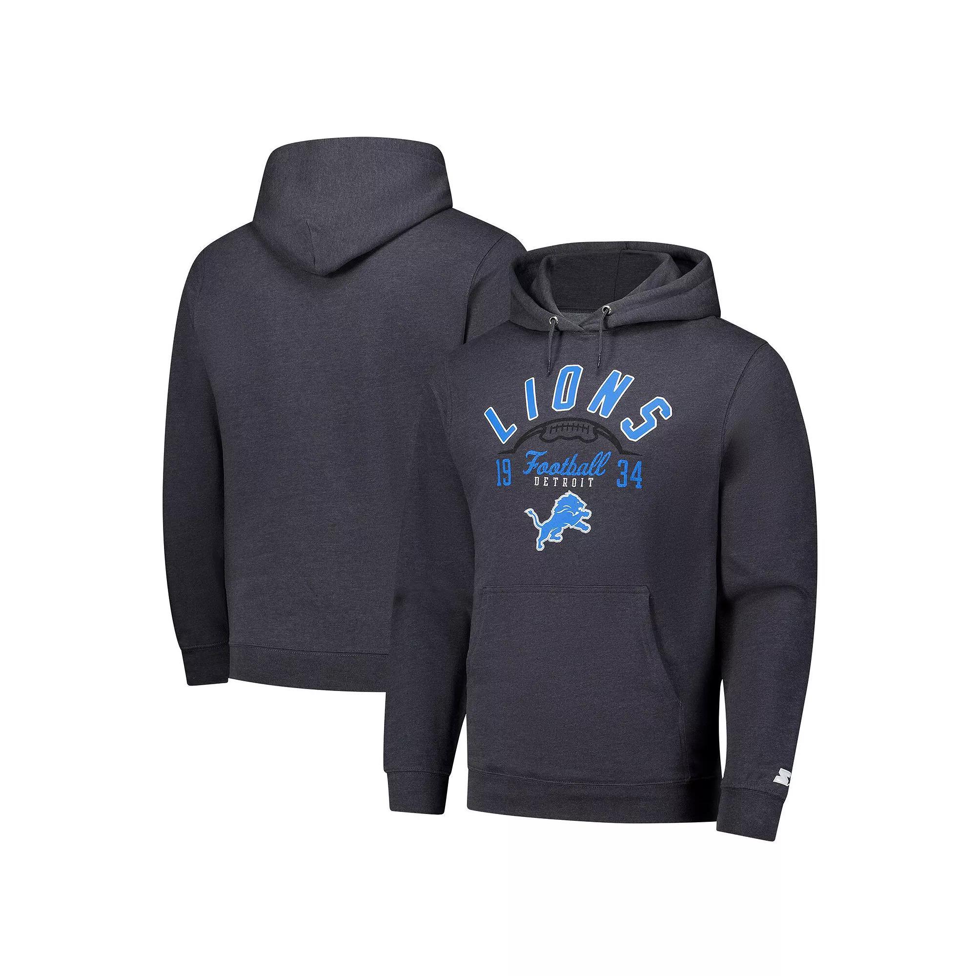 Men's Starter  Charcoal Detroit Lions Pullover Hoodie, Size: Medium Product Image
