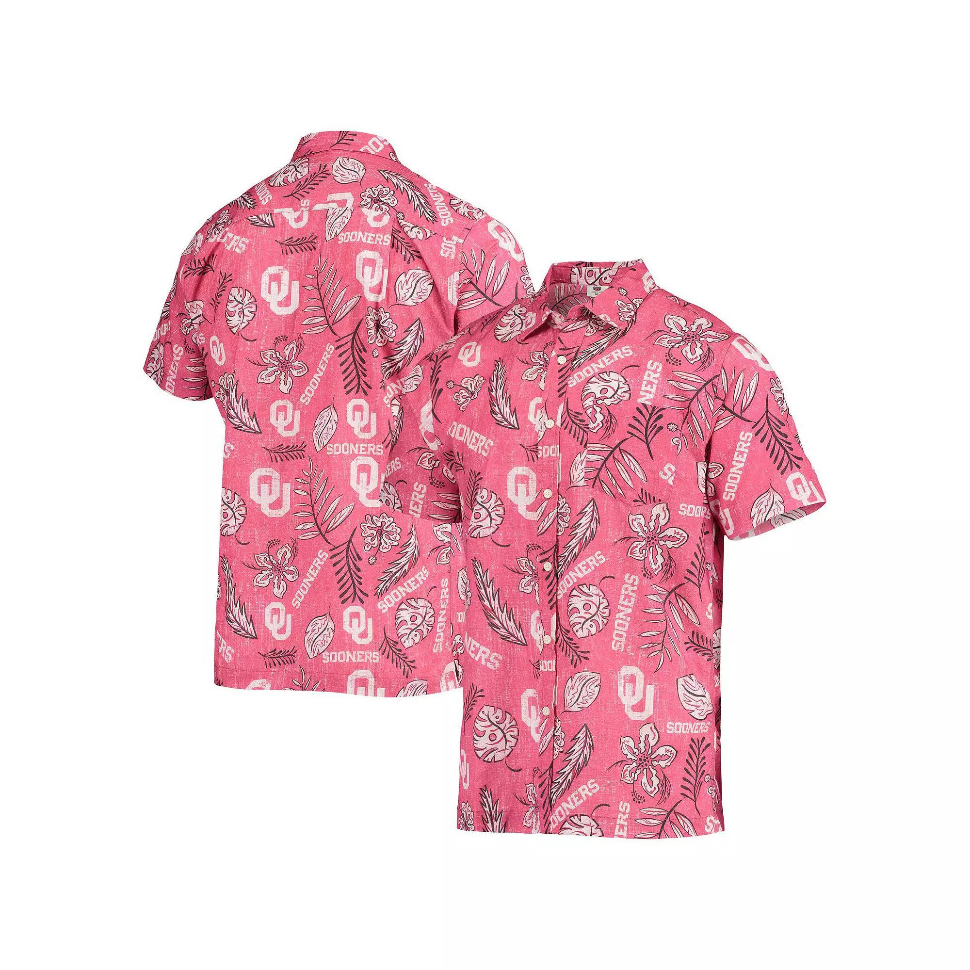 Men's Wes & Willy Crimson Oklahoma Sooners Vintage Floral Button-Up Shirt, Size: Small, Red Product Image