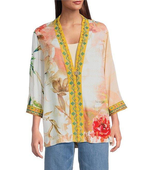 John Mark Embroidered Floral Abstract Kimono Product Image