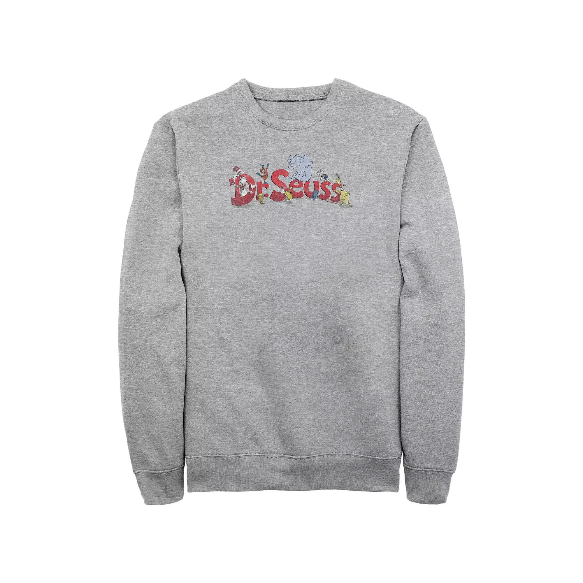 Big & Tall Dr. Seuss Characters Graphic Fleece, Men's, Size: Large Tall, Athletic Grey Product Image