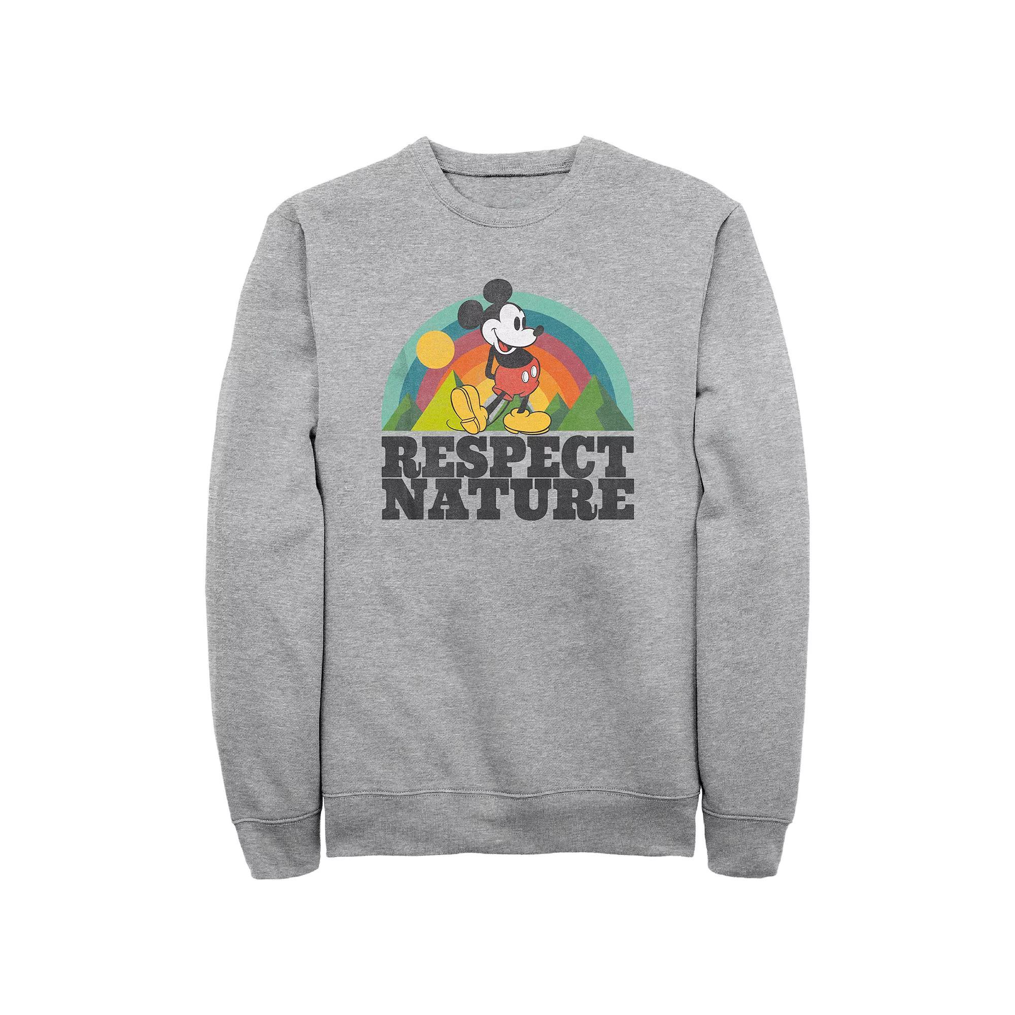 Disney's Mickey Mouse Men's Respect Nature Rainbow Fleece Sweatshirt, Size: Medium, Athletic Grey Product Image