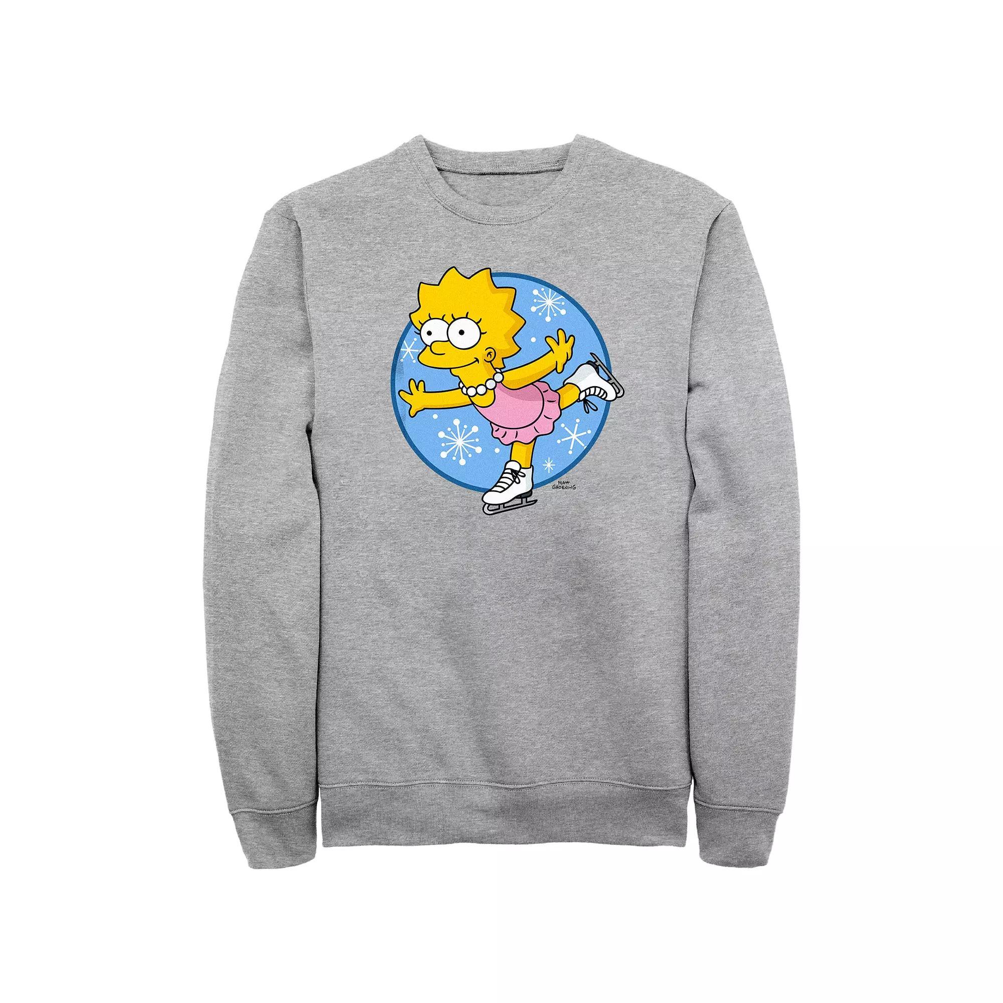 Men's The Simpsons Lisa Ice Skating Princess Graphic Fleece, Size: Small, Athletic Grey Product Image