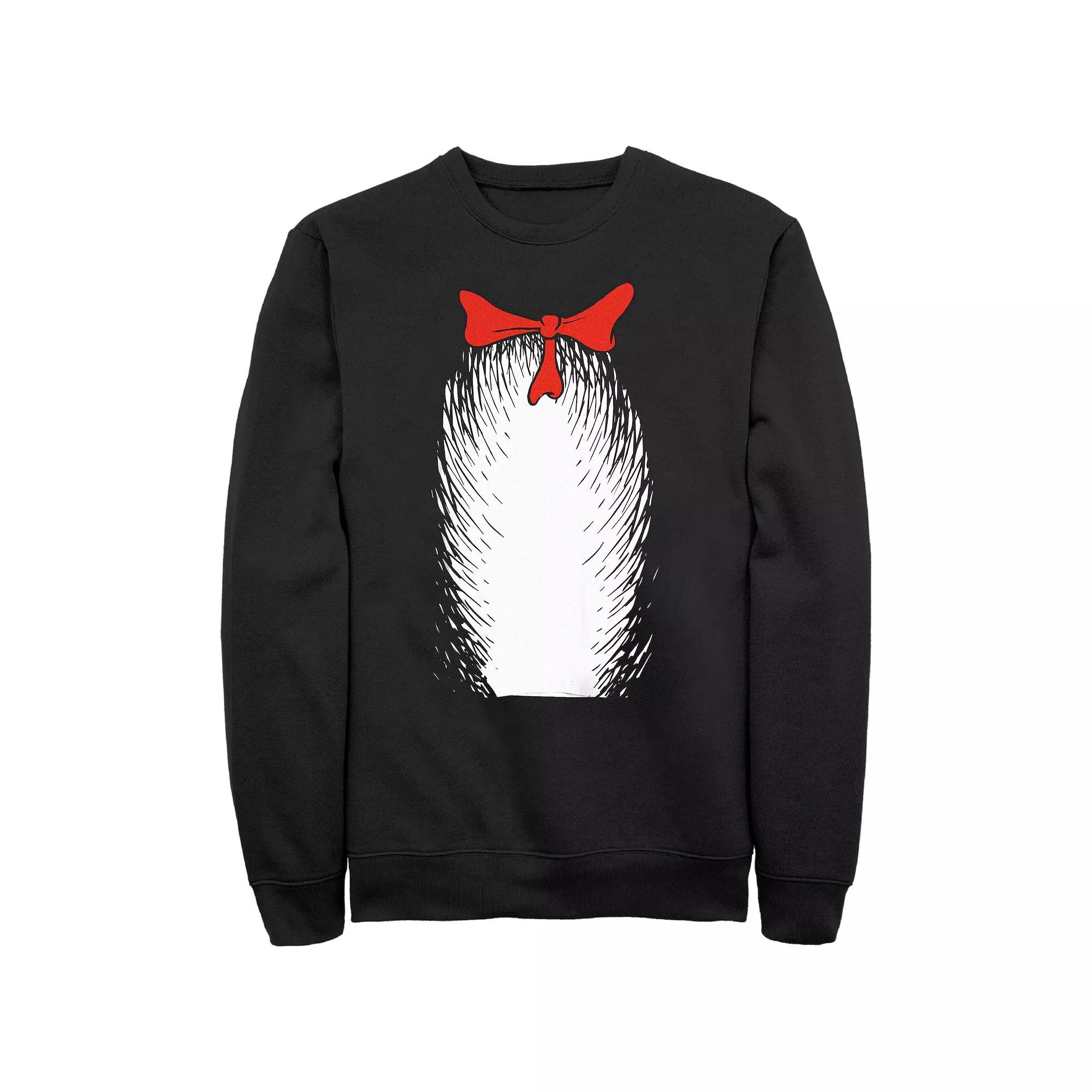 Men's Dr. Seuss The Cat In The Hat Costume Graphic Fleece, Size: XXL, Black Product Image