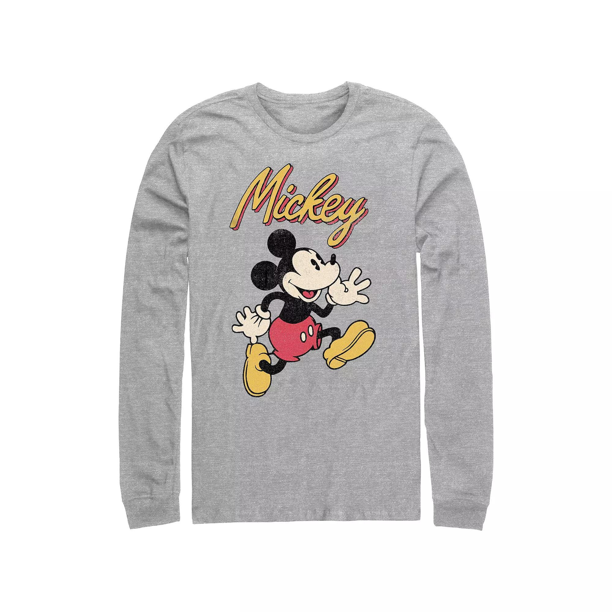 Mens Mickey Mouse Vintage Running Graphic Tee Athletic Grey Product Image