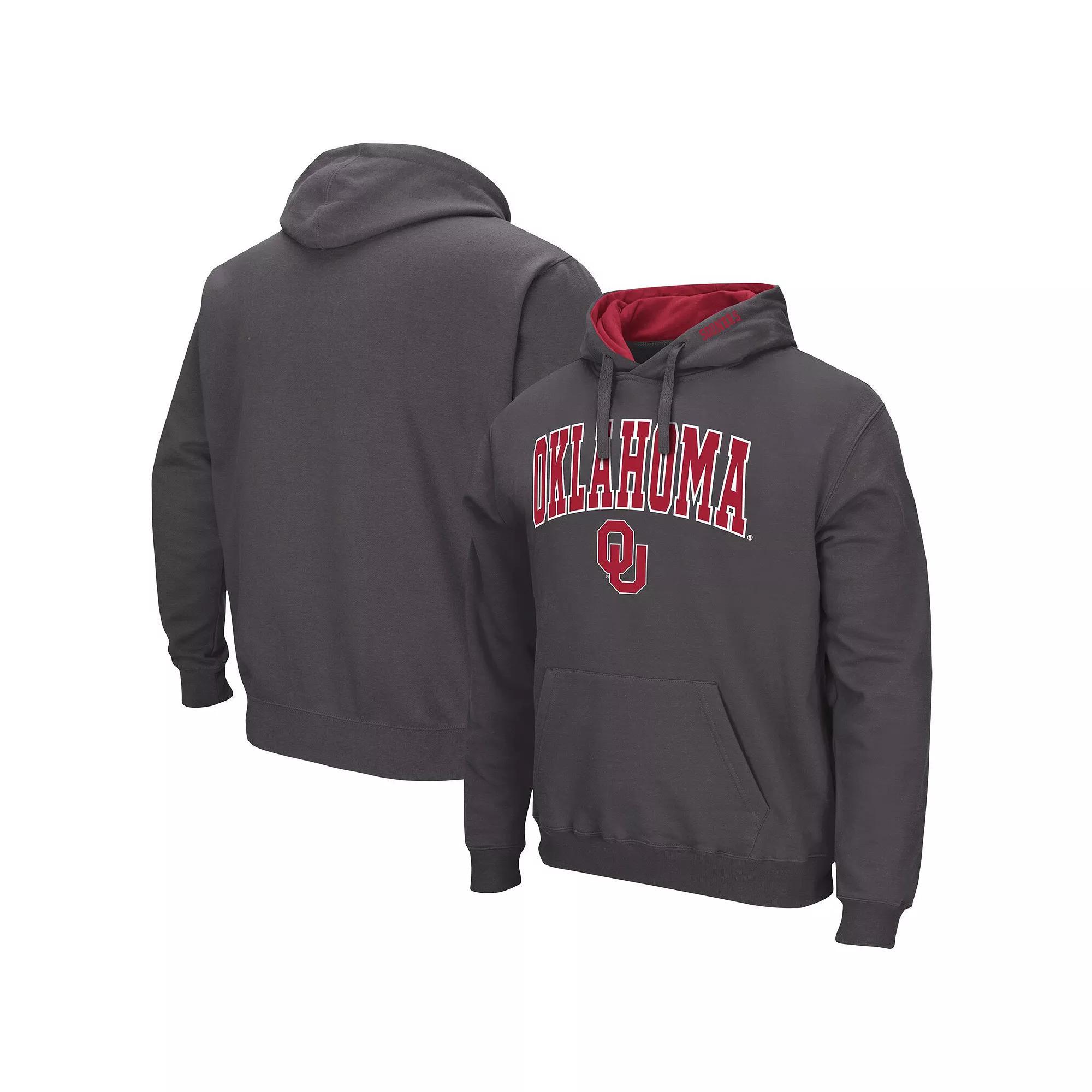 Men's Colosseum Charcoal Oklahoma Sooners Arch & Logo 3.0 Pullover Hoodie, Size: Small Product Image