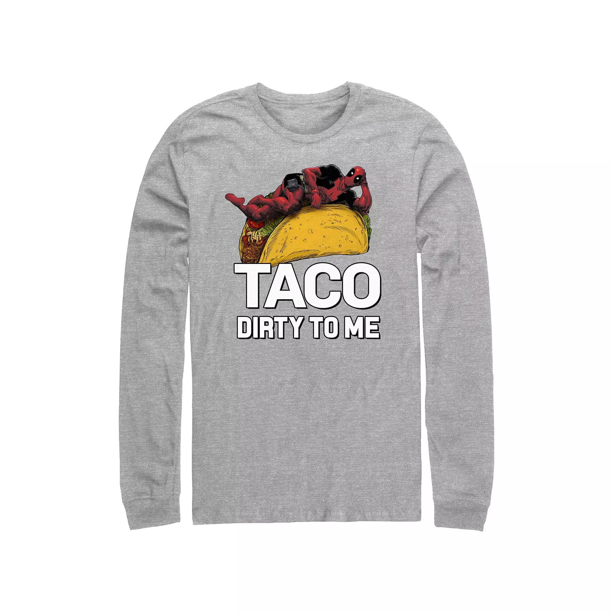 Big & Tall Marvel Deadpool Taco Dirty To Me Long Sleeve Graphic Tee, Men's, Size: 4XL Tall, Athletic Grey Product Image