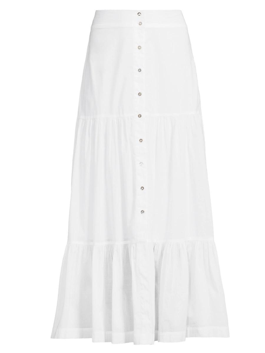 Womens Cotton Tiered Midi-Skirt Product Image