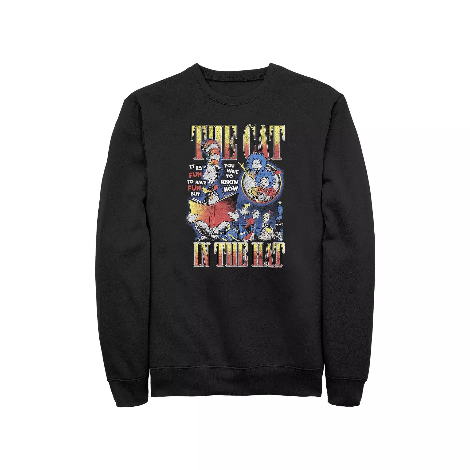 Big & Tall Dr. Seuss The Cat In The Hat Graphic Fleece, Men's, Size: 4XL Tall, Black Product Image