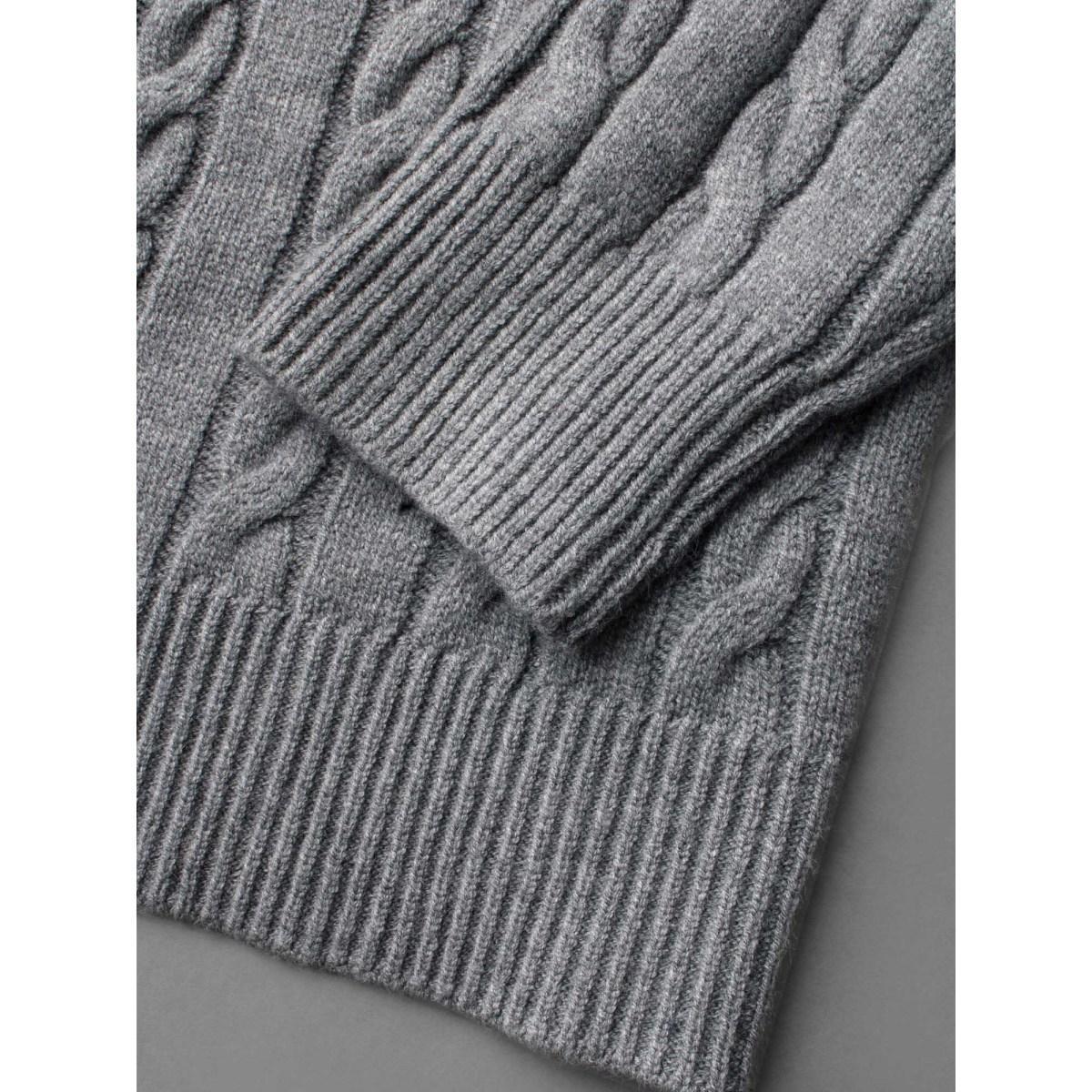 Plus Size Cable Knit Hooded Zipper Cardigan DimGray Women Casual Loose Long Sleeve Everyday Cardigans BloomChic 28/5X Product Image