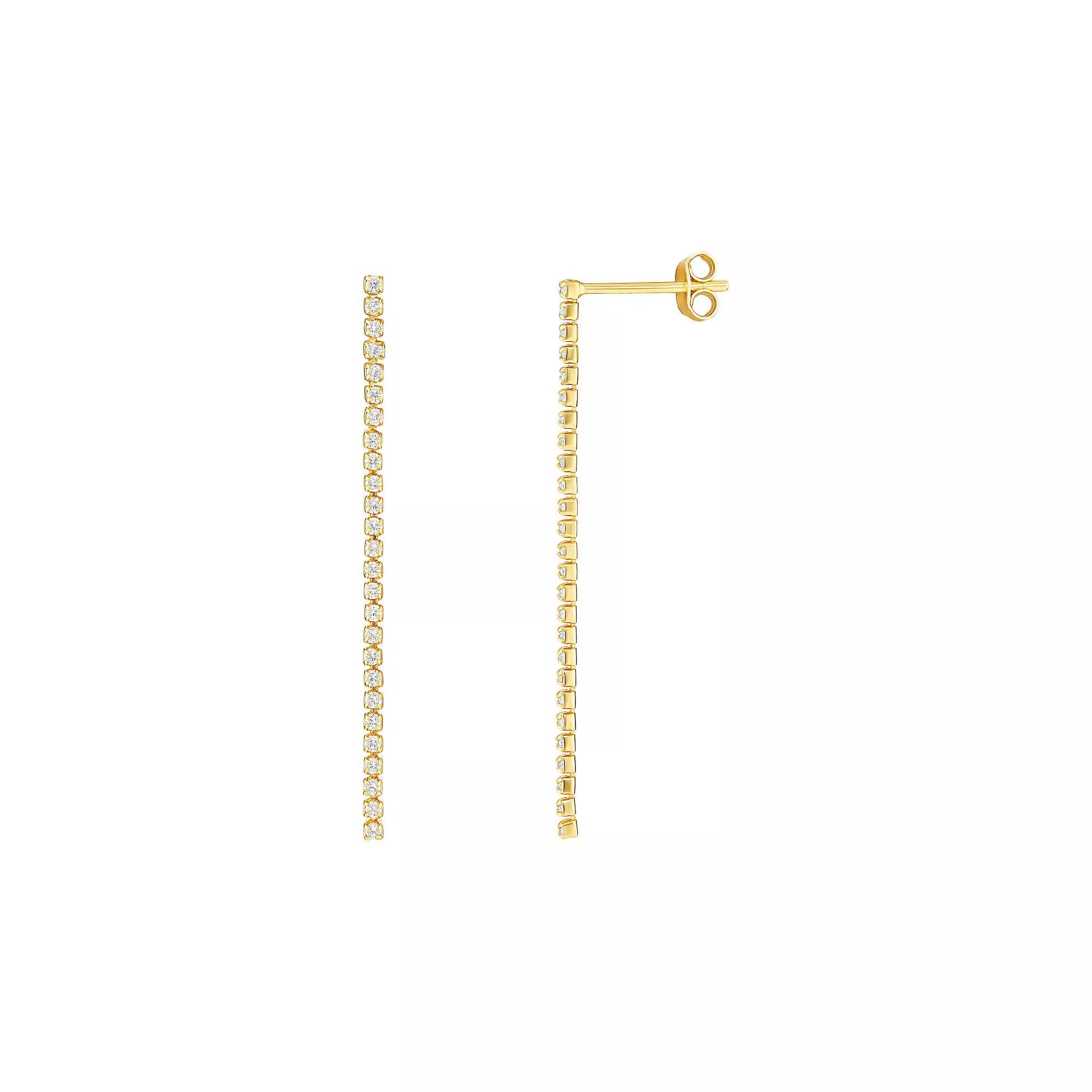 PRIMROSE 18k Gold Over Silver Cubic Zirconia Tennis Drop Earrings, Women's, Yellow Gold Tone Clear Product Image