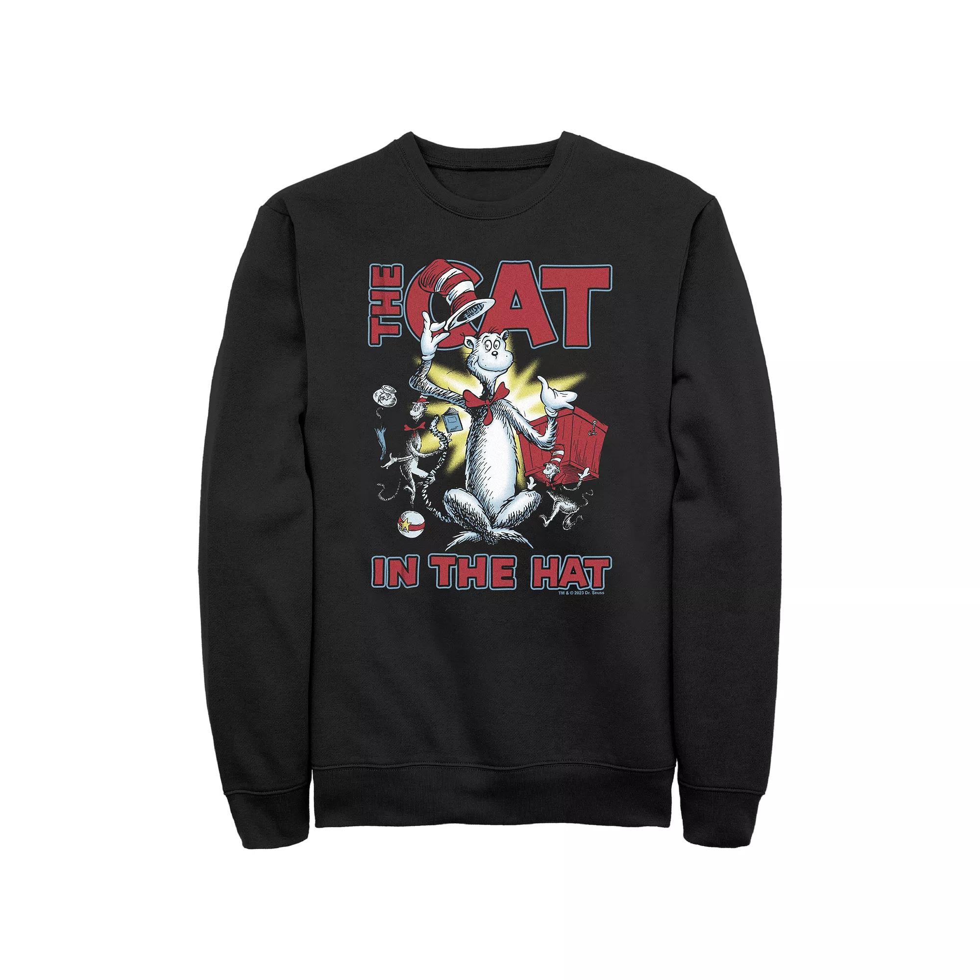 Men's Dr. Seuss The Cat In The Hat Cattitude Graphic Fleece, Size: Small, Black Product Image