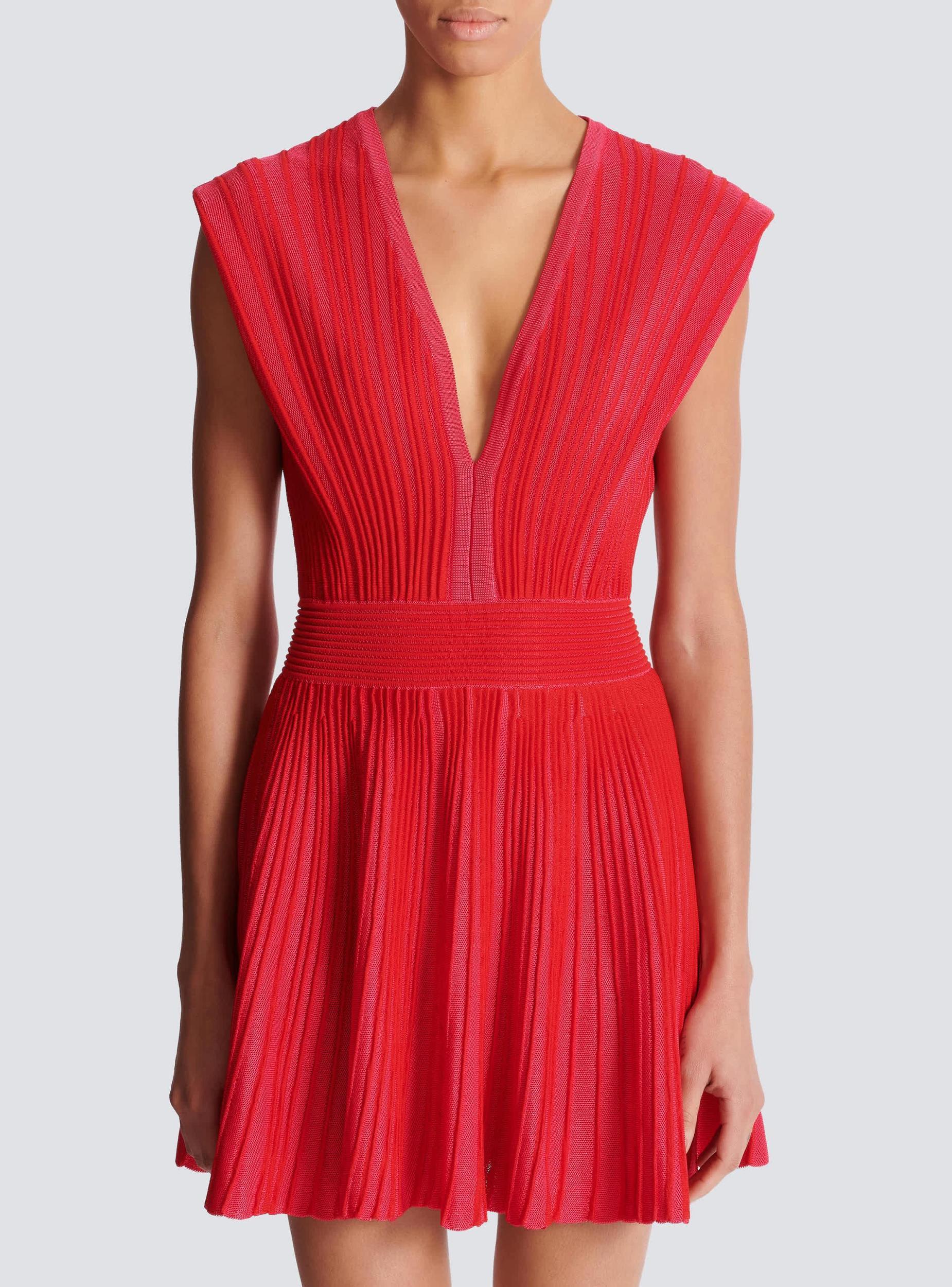 Two-tone flared knit dress Product Image