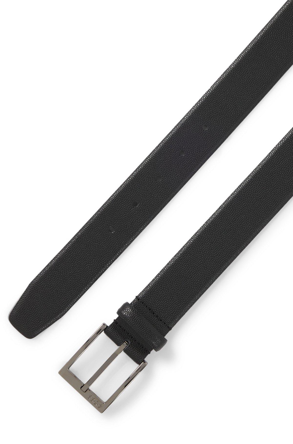Italian-leather belt with branded buckle Product Image