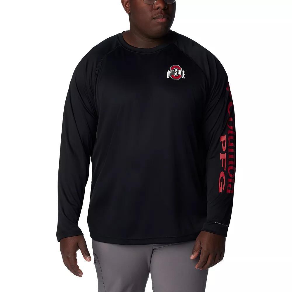 Men's Columbia  Black Ohio State Buckeyes Big & Tall Terminal Tackle Omni-Shade Raglan Long Sleeve T-Shirt, Size: 3XB Product Image