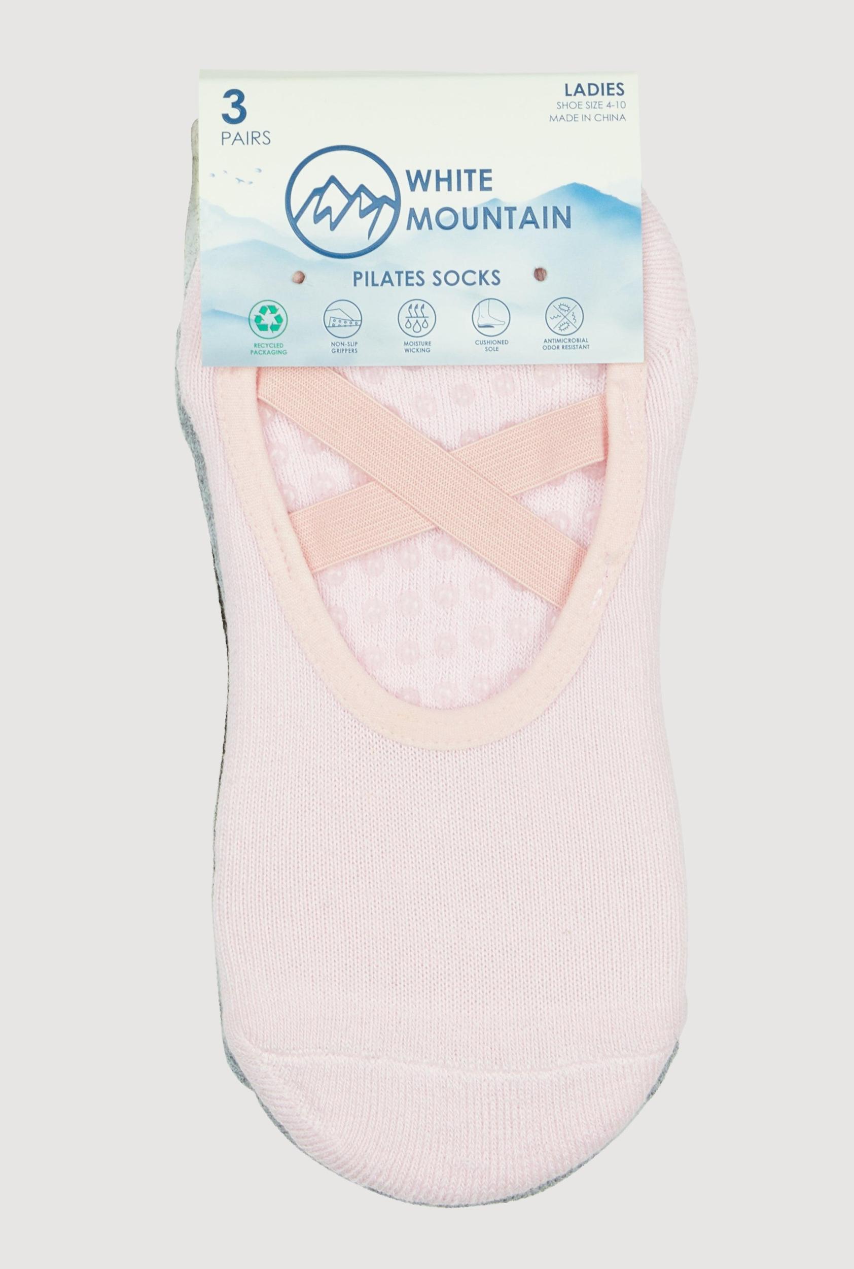 Non-Slip Cross Straps Pilates Socks 3 Pack Size 4-10 Female Product Image