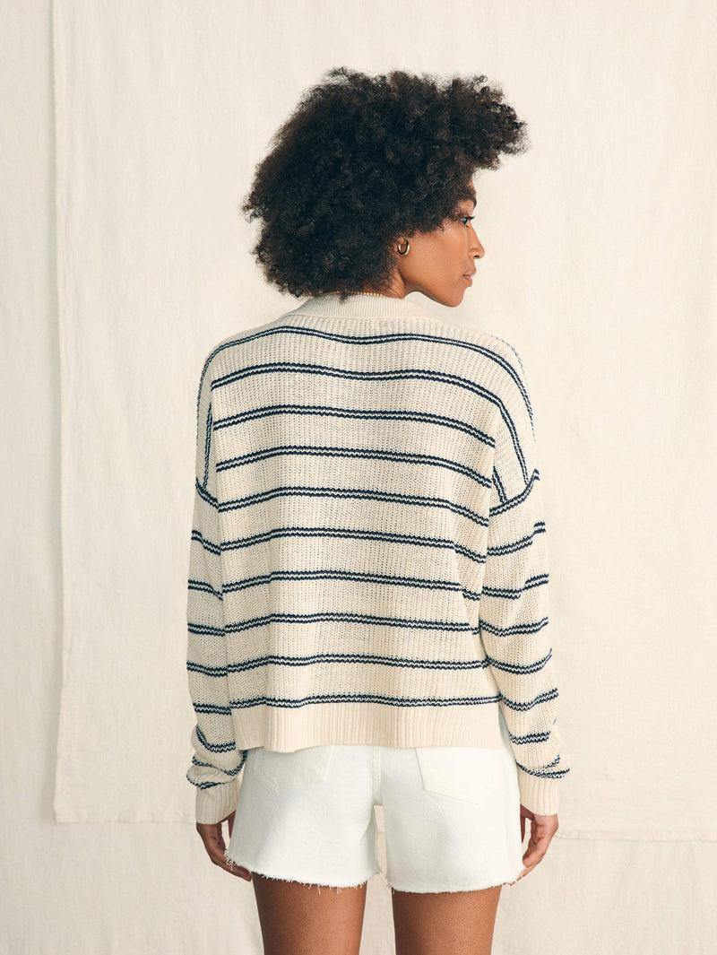 Miramar Linen Polo - Natural Mystic Stripe Product Image