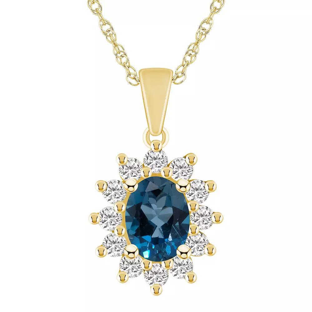 Sterling Silver White & Blue Cubic Zirconia Starburst Pendant Necklace, Womens Product Image