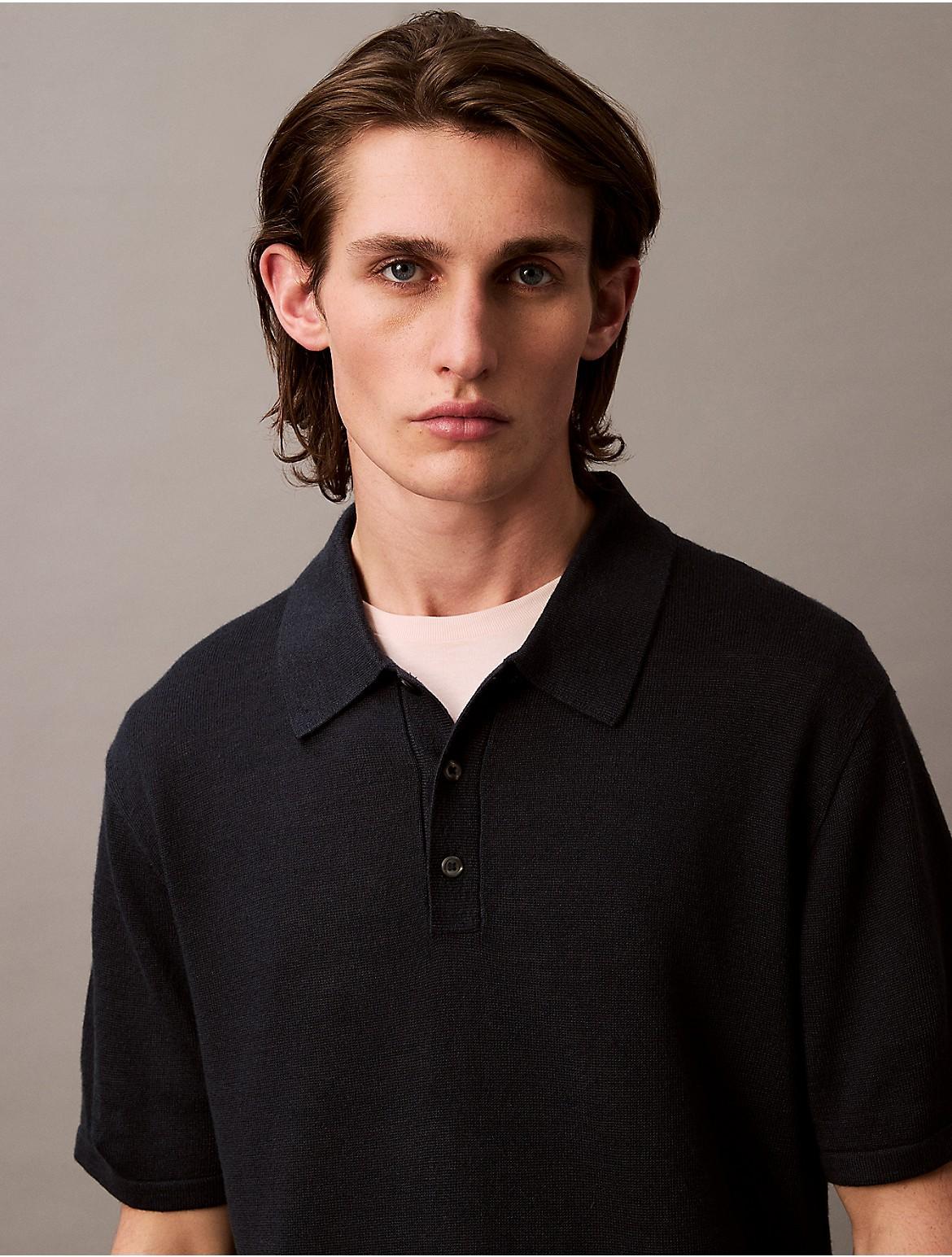 Calvin Klein Men's Linen Blend Classic Polo Shirt - White - XXL Product Image