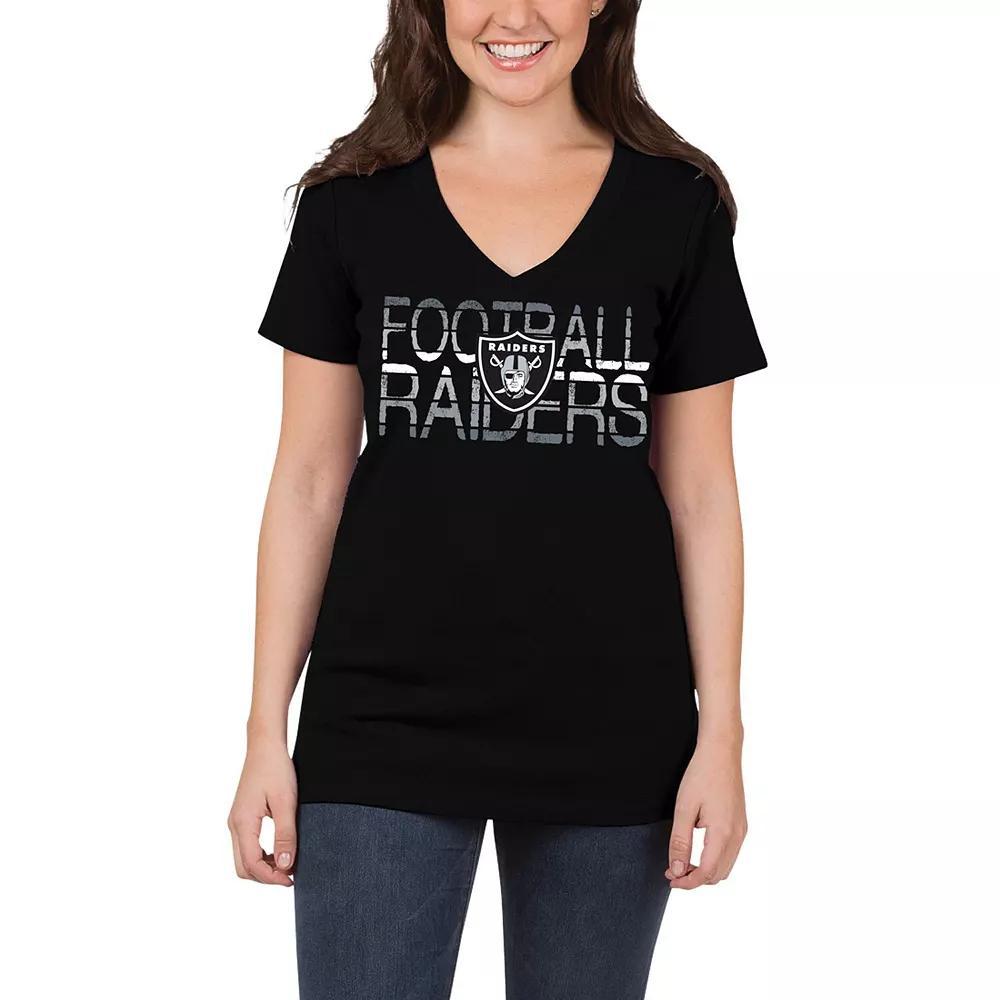 Las Vegas Raiders 5th & Ocean by New Era Women's Lounge V-Neck T-Shirt - Black, Size: Small, Lvr Black Product Image