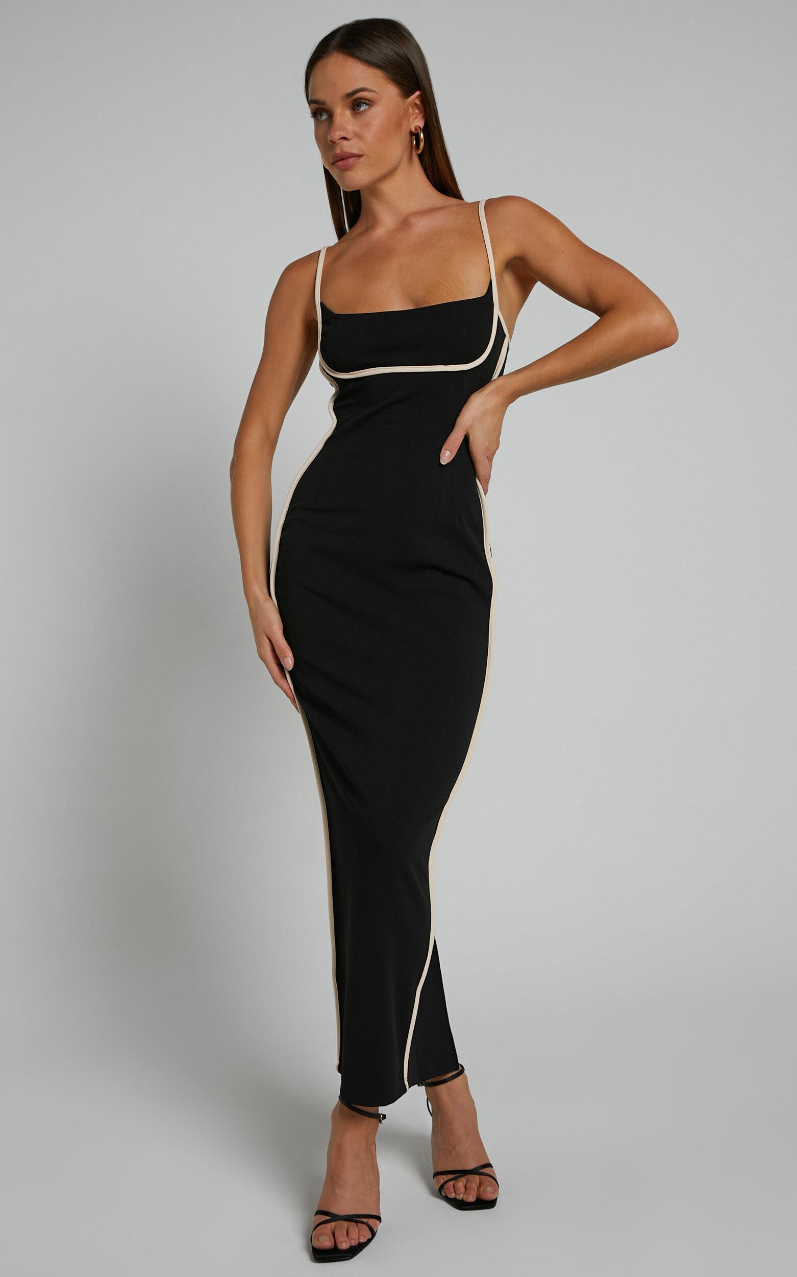 Abegaille Midi Dress - Bodycon Dress in Black Product Image