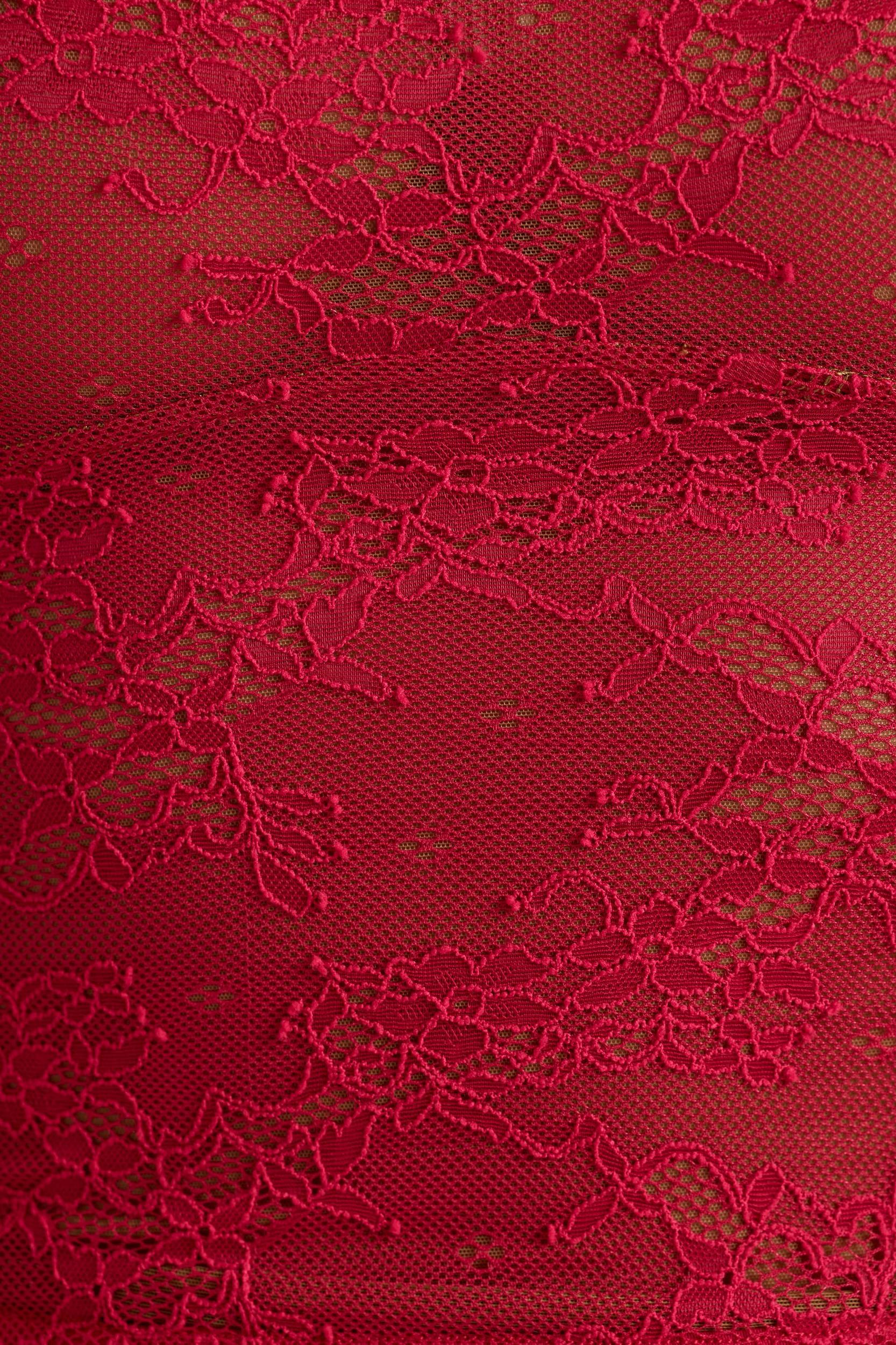 Lace Ruffle Mini Skirt in Cherry Red Product Image