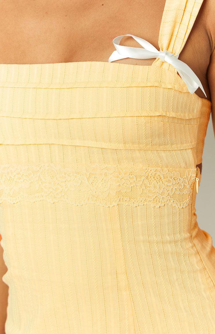 Taylor Yellow Tie Back Mini Dress Girls Product Image