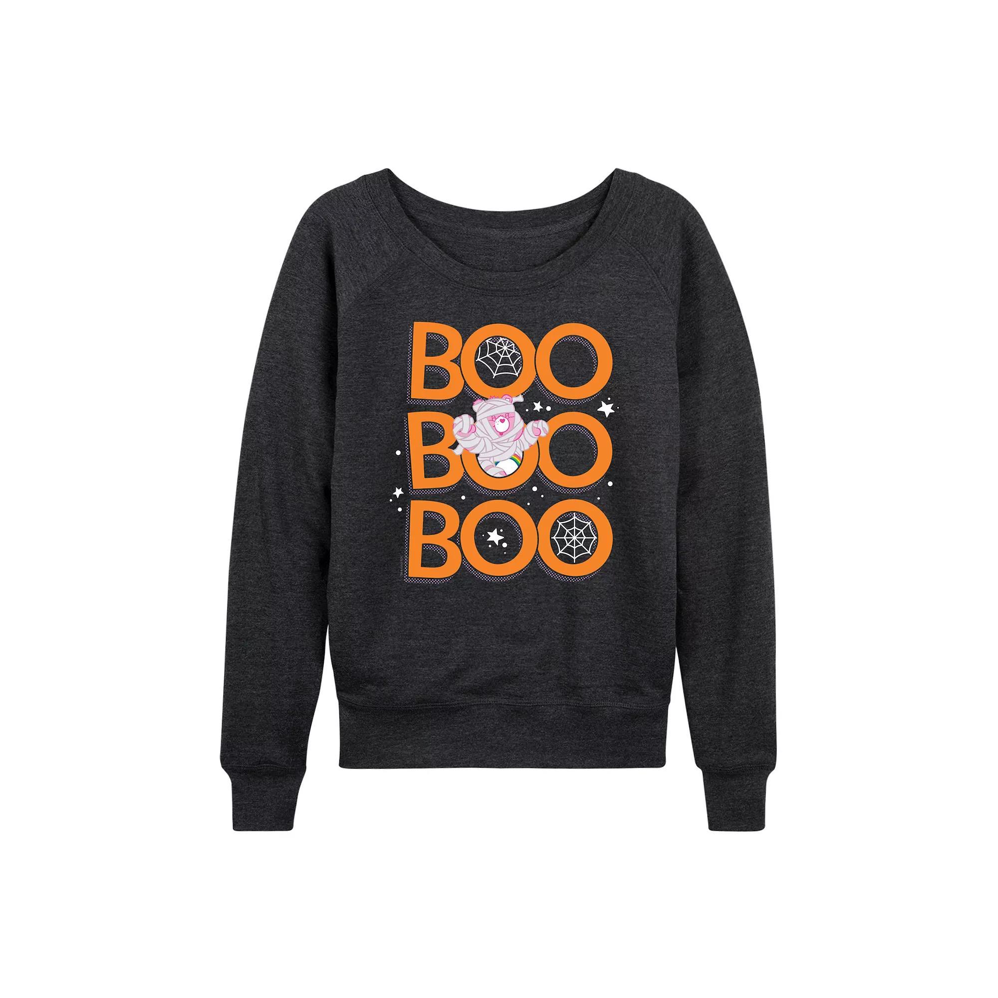 Womens Care Bears Boo Mummy Halloween French Terry Long Sleeve Tee Heather Grey Product Image