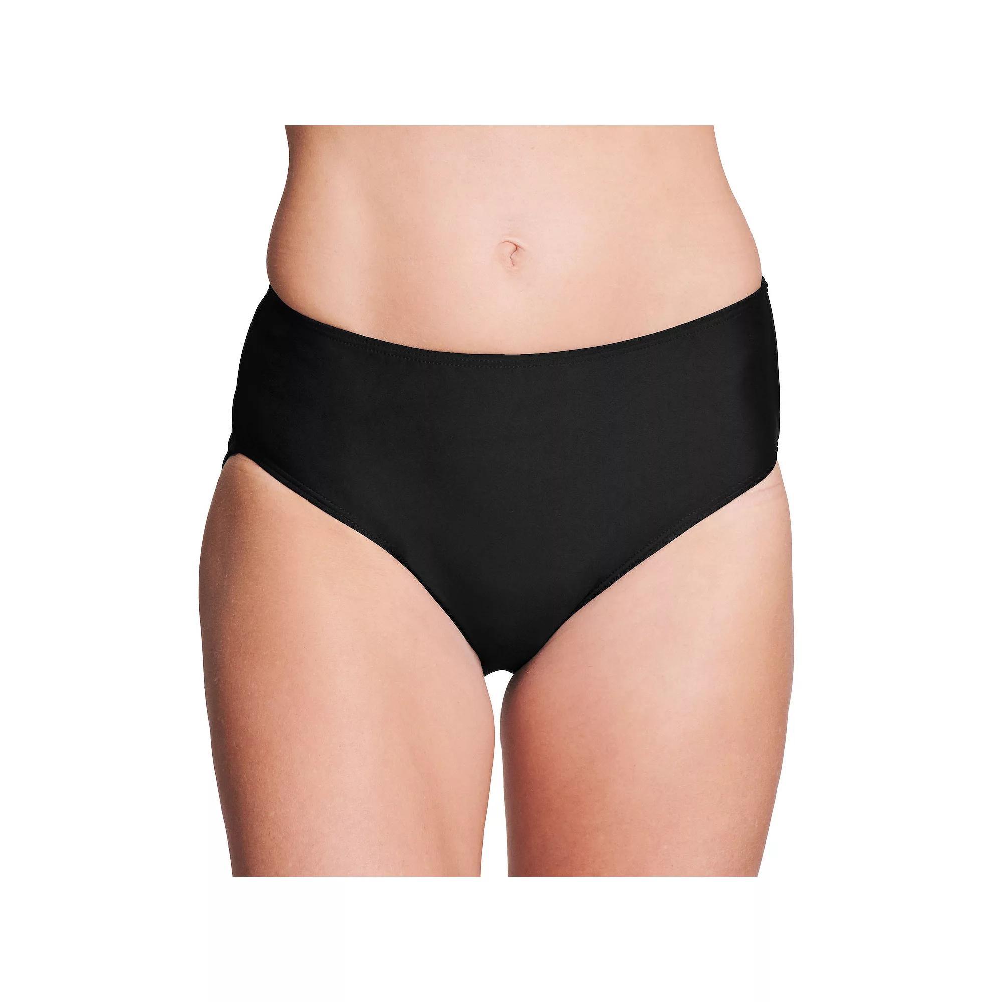 Women's Mazu Mid-Waist Swim Briefs, Size: 14, Black Product Image