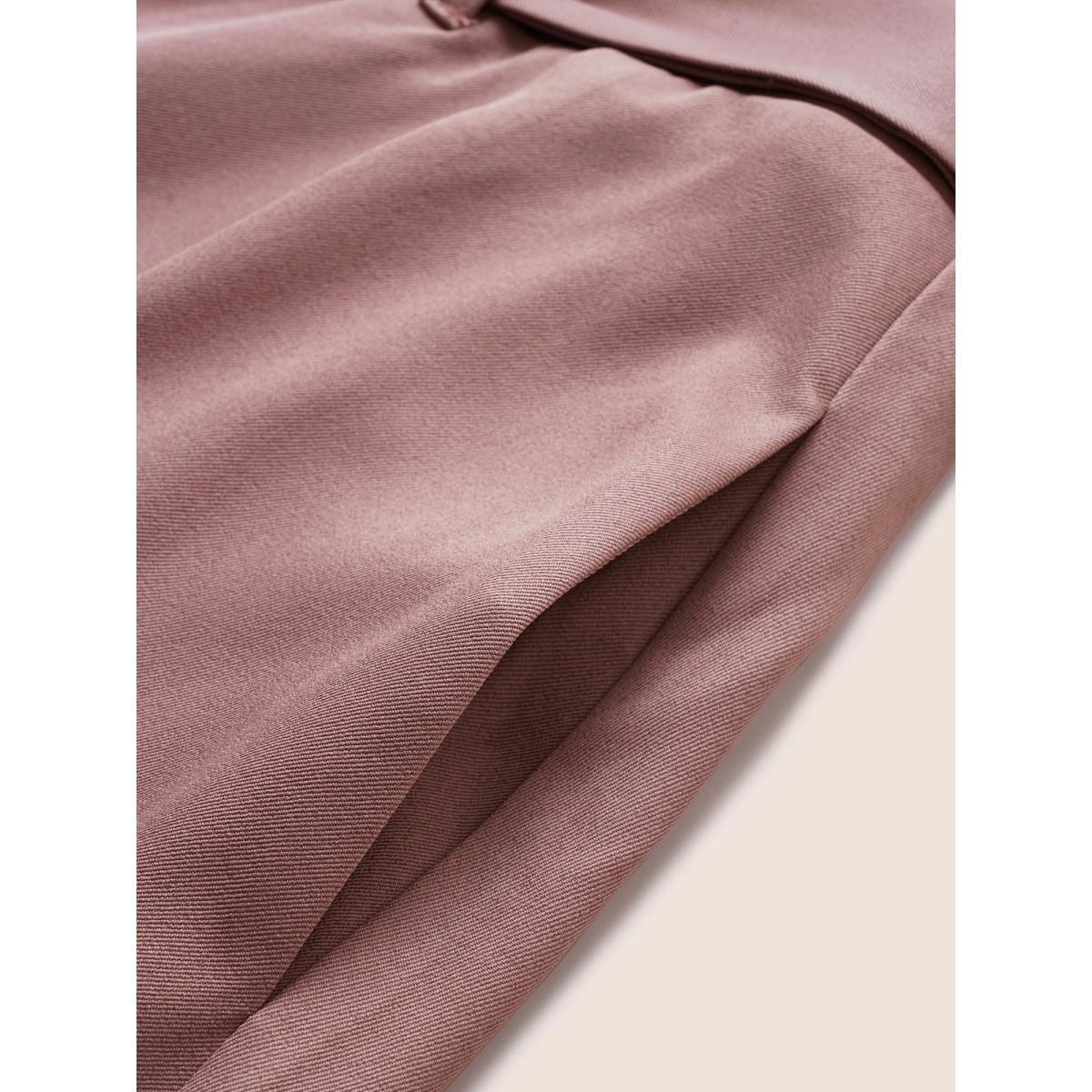 Plus Size Plain Elastic Waist Pocket Belted Cropped Skirt Women Mauve Workwear Essentials Non No stretch Slanted pocket Belt Work Skirts BloomChic 18-20/2X Product Image