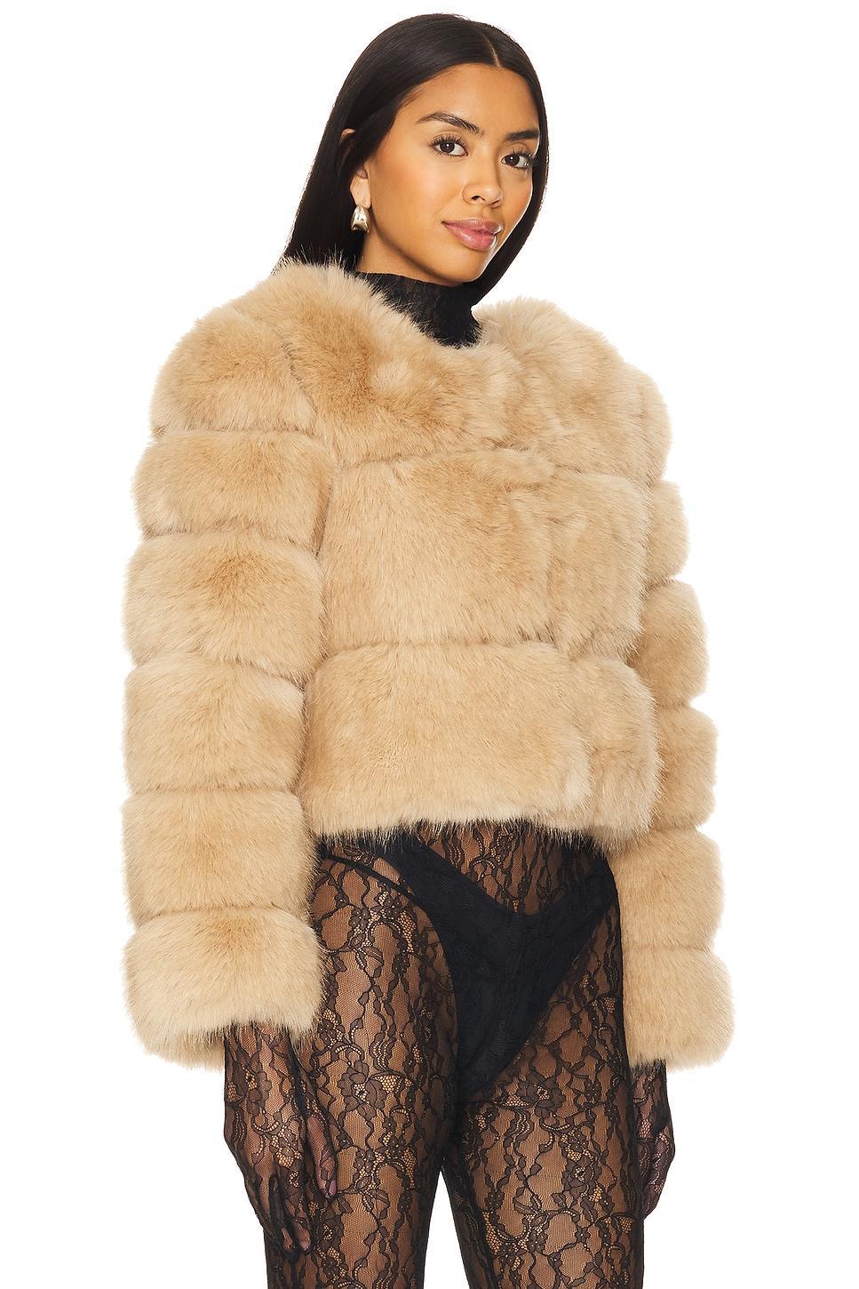 Liana Faux Fur Jacket Line & Dot Product Image