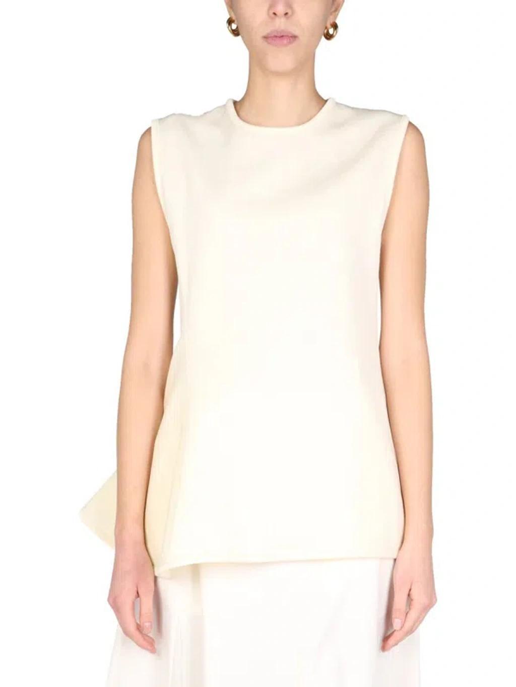 JIL SANDER Round Neck Top In Beige Product Image