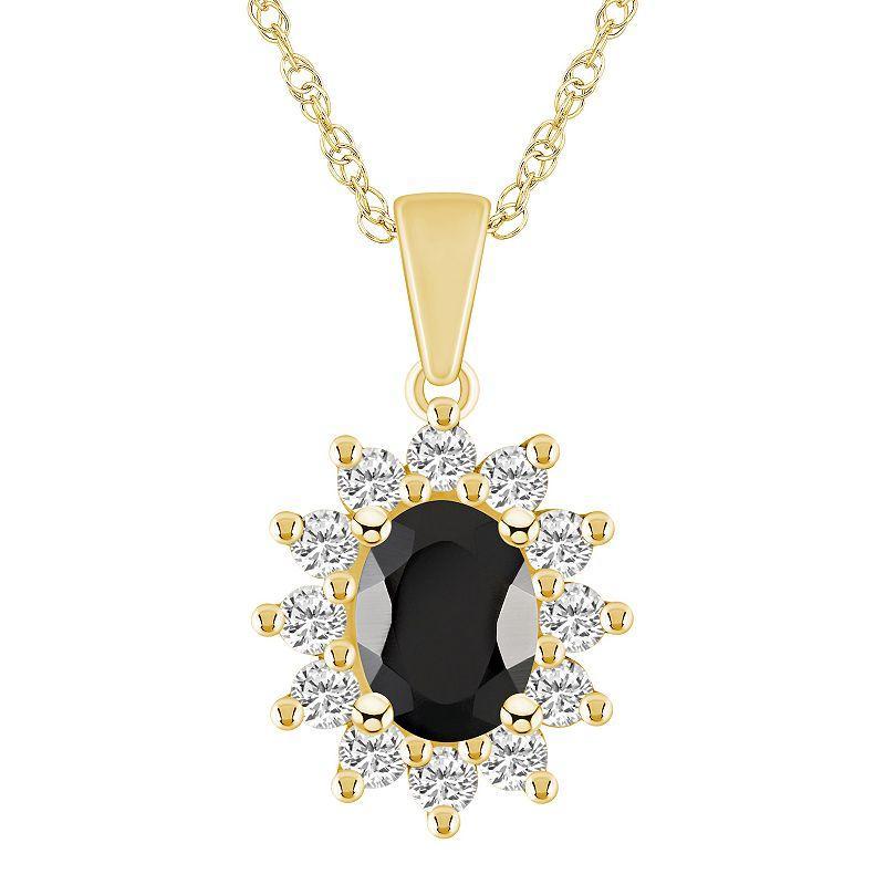 Alyson Layne 14k Gold Oval Black Onyx & 5/8 Carat T.W. Diamond Pendant Necklace, Women's, Size: 18" Product Image