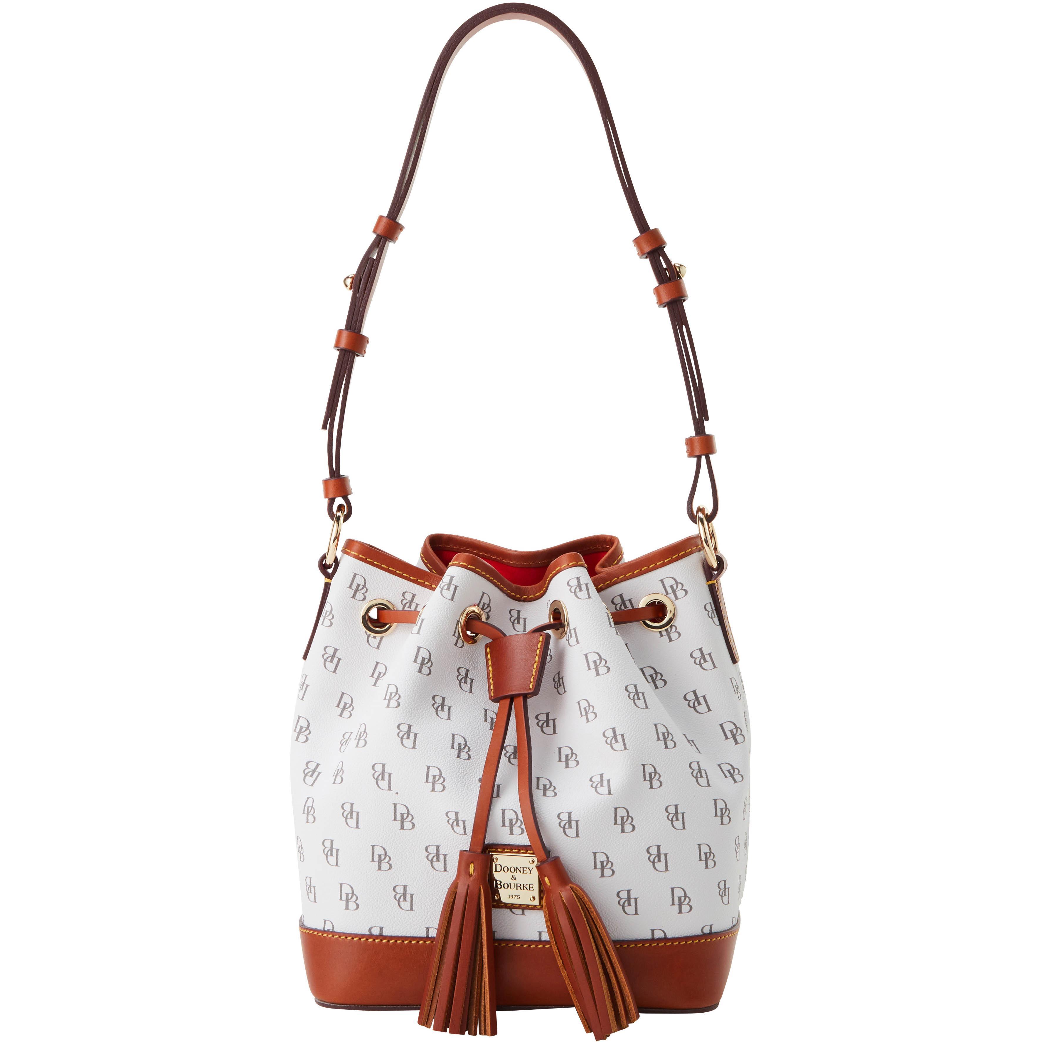 Dooney & Bourke Womens Gretta Small Drawstring Coated Cotton Crossbody Bag in Bone Product Image
