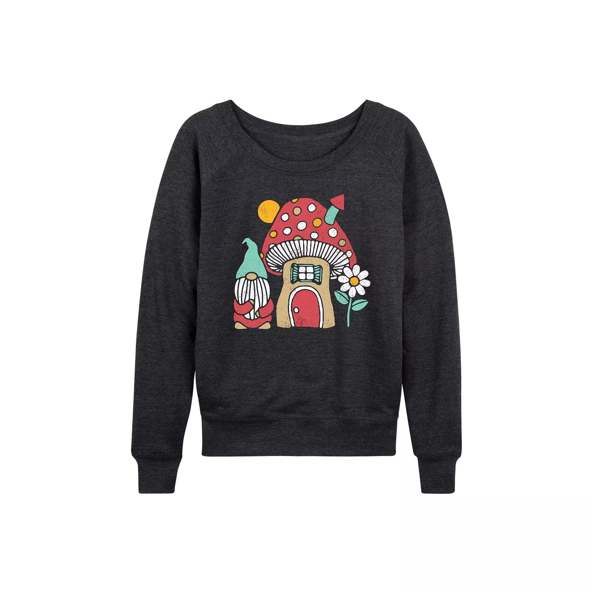 Womens Mushroom House French Terry Long Sleeve Tee Heather Grey Product Image