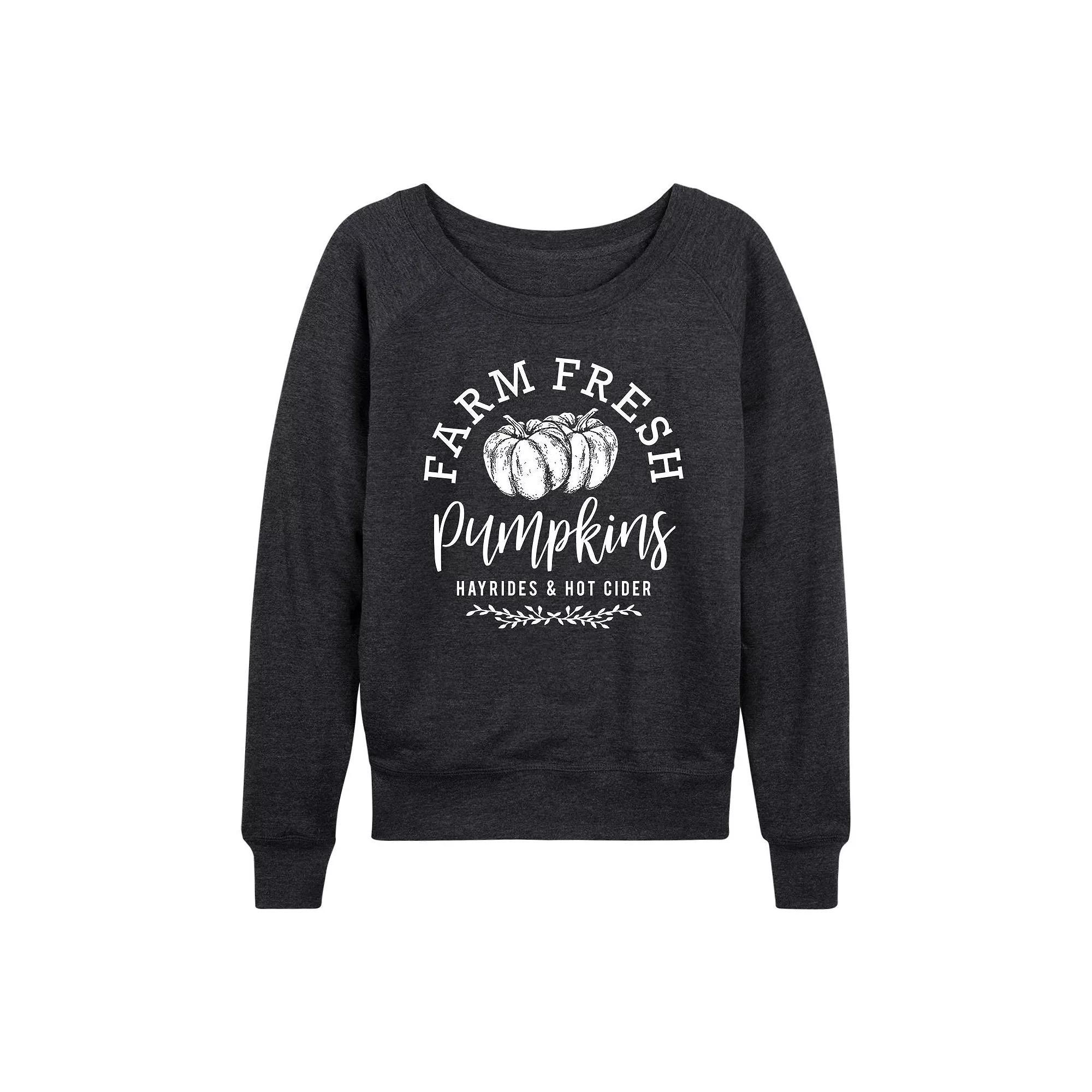 Women's Farm Fresh Pumpkins French Terry Long Sleeve Tee, Girl's, Size: XXL, Heather Grey Product Image