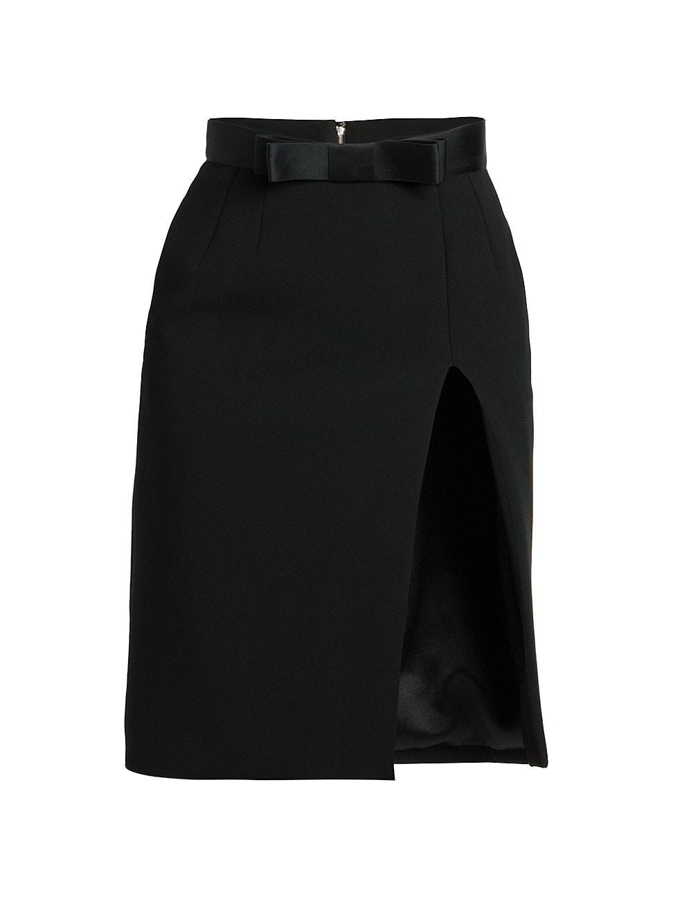 Bow Slit Wool-Blend Skirt Product Image