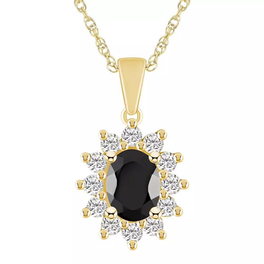Alyson Layne 14k Gold Oval Black Onyx & 5/8 Carat T.W. Diamond Pendant Necklace, Women's, Size: 18" Product Image