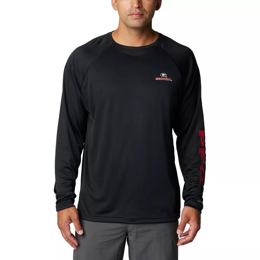 Men's Columbia Black Georgia Bulldogs Terminal Tackle Omni-Shade Raglan Long Sleeve T-Shirt, Size: Small Product Image