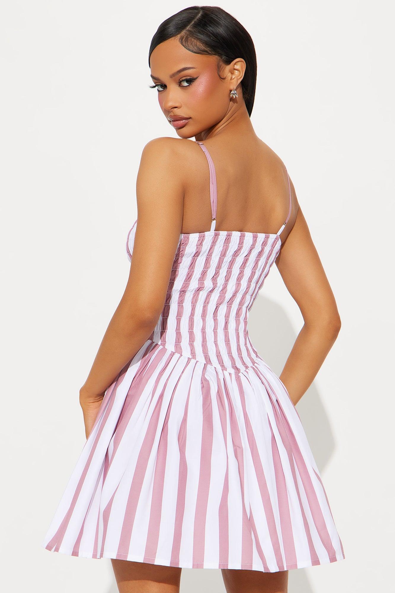 Whitney Striped Mini Dress - Pink/combo Product Image