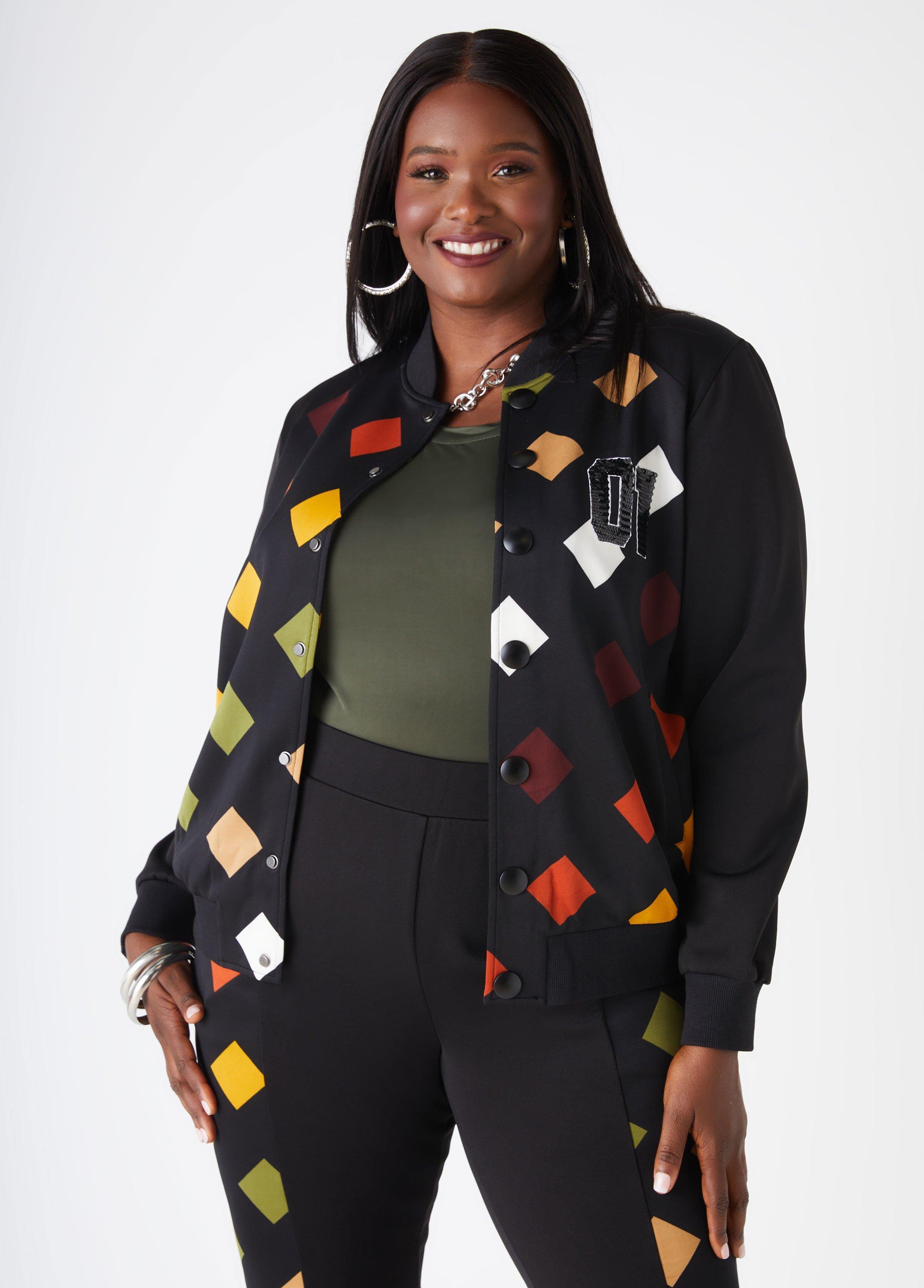 Plus Size Checked Paneled Leggings Ashley Stewart Product Image