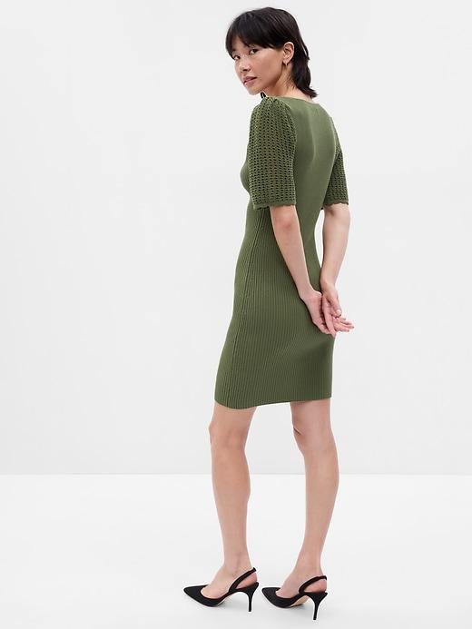 Crochet Sleeve Mini Sweater Dress Product Image