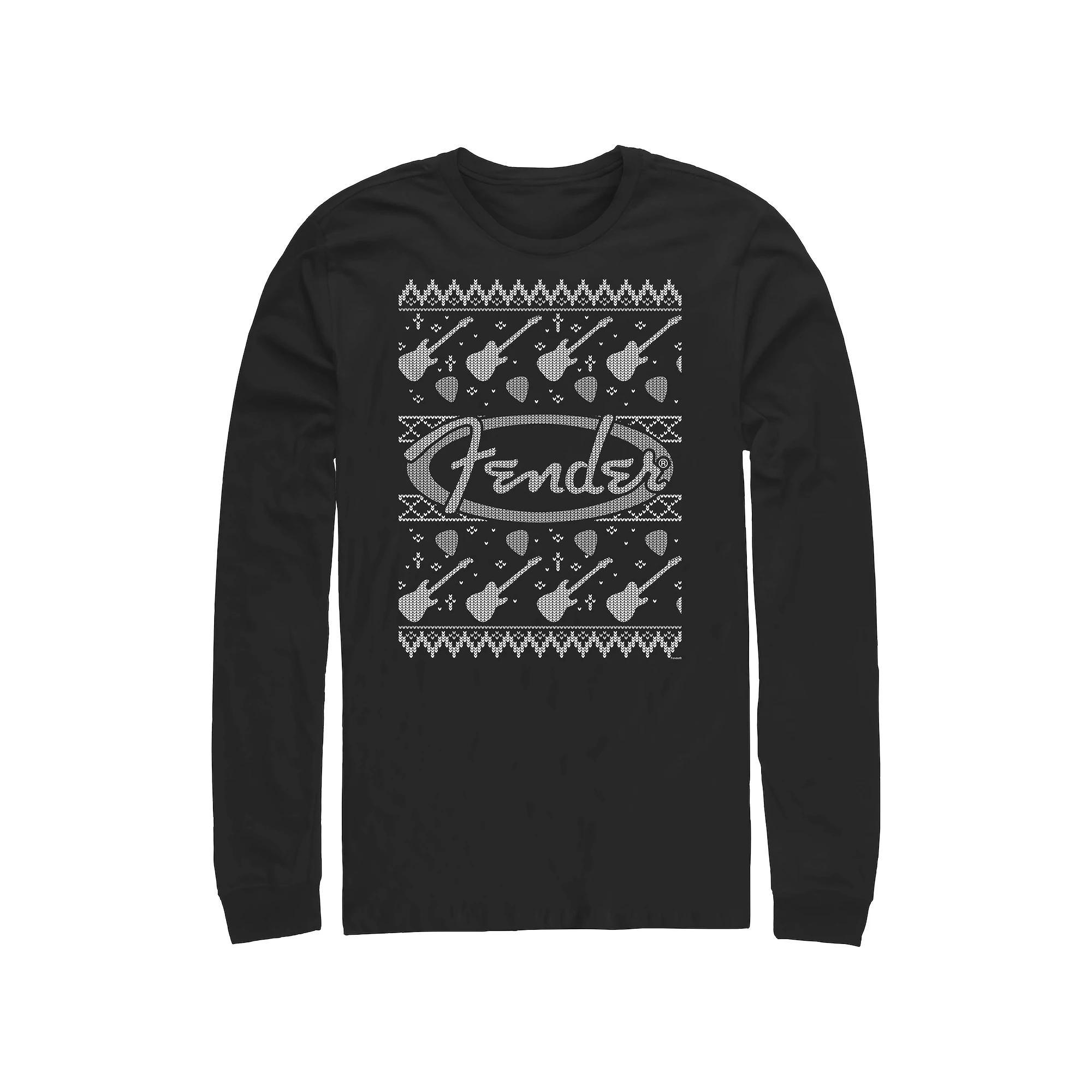 Big & Tall Fender Christmas Sweater Long Sleeve Graphic Tee, Men's, Size: 4XL Tall, Black Product Image