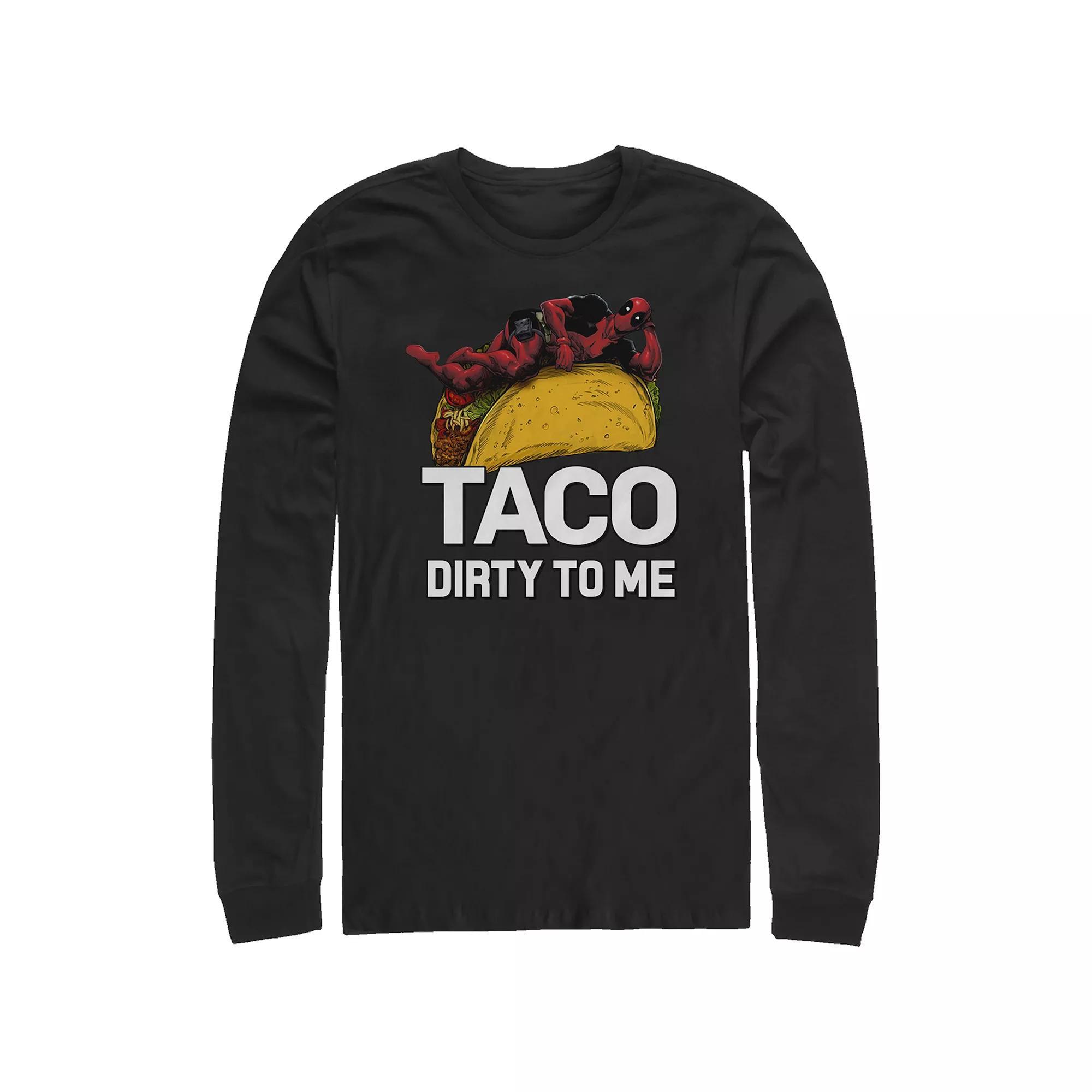 Big & Tall Marvel Deadpool Taco Dirty To Me Long Sleeve Graphic Tee, Men's, Size: 4XL Tall, Athletic Grey Product Image