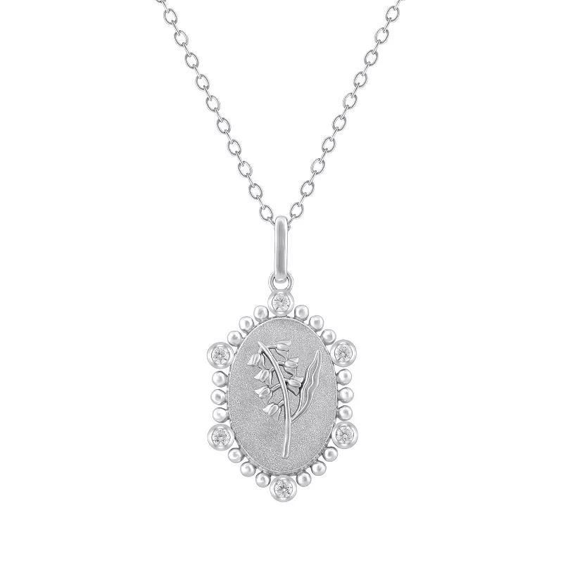 Royal Aura 1/10 Carat T.W. Birth Flower May Lilly of the Valley Pendant Necklace, Women's, Size: 18", Sterling Product Image