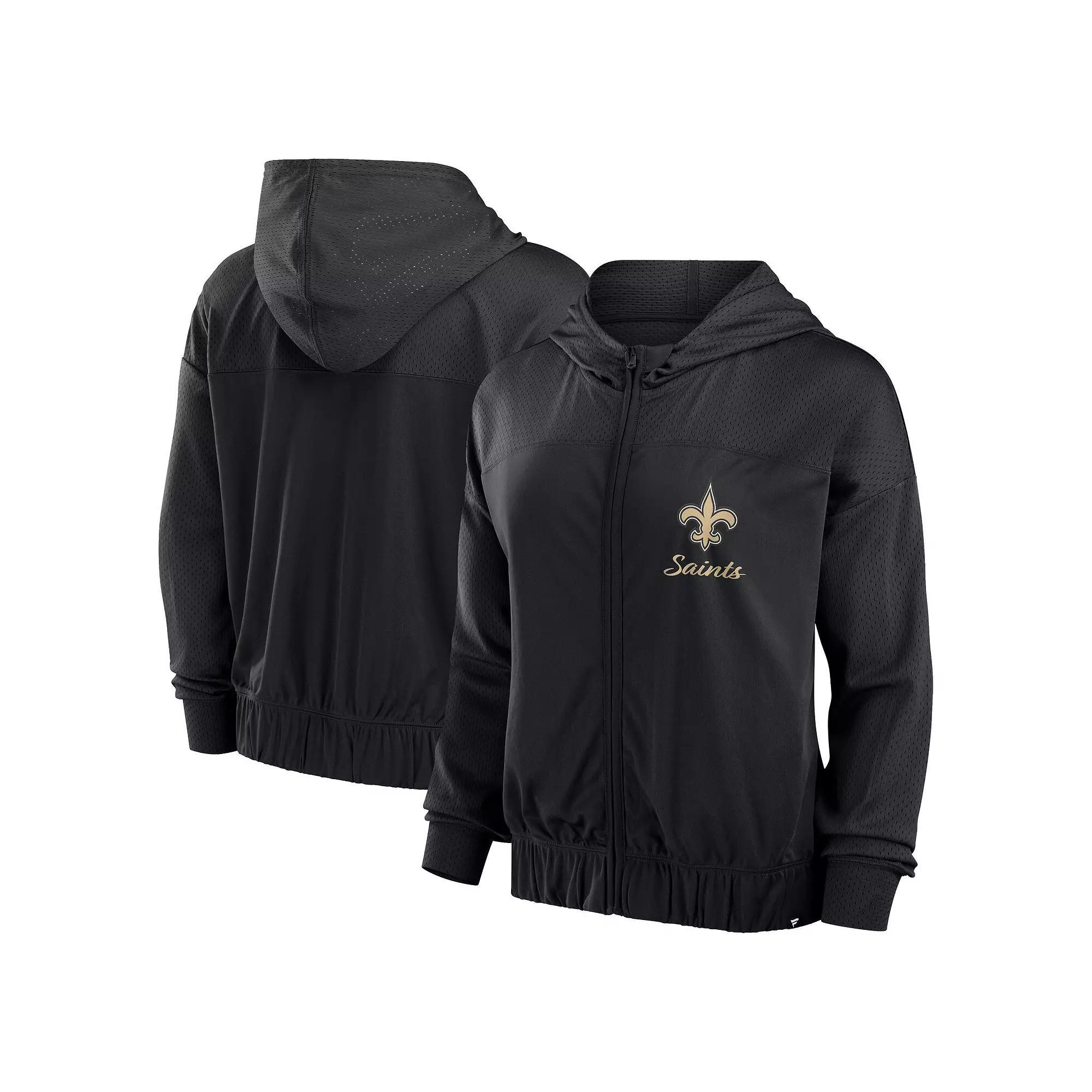 Women's Fanatics Black New Orleans Saints Script Lock Full-Zip Hoodie, Size: Medium Product Image