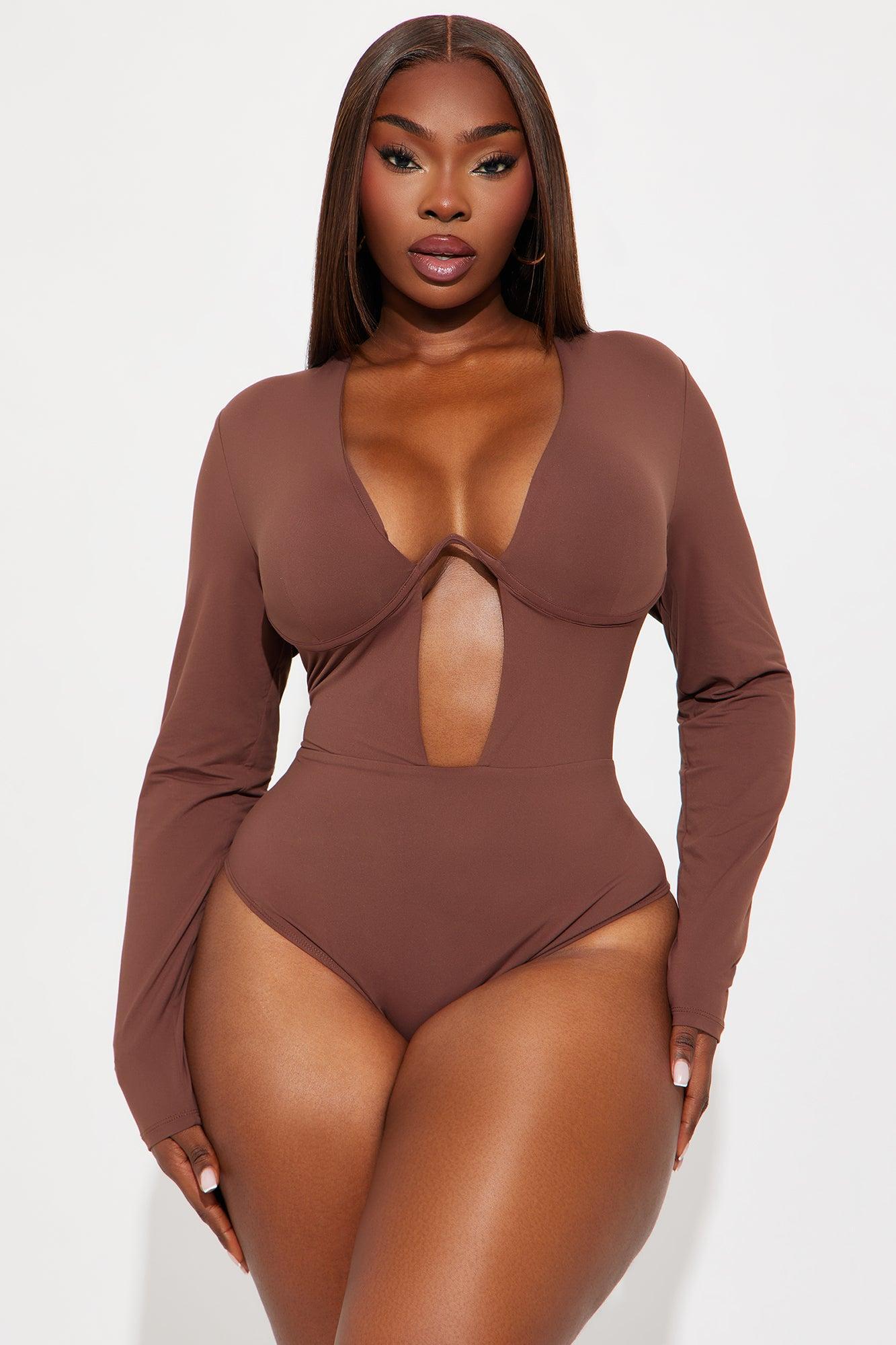 Eliza Long Sleeve Bodysuit - Chocolate Product Image