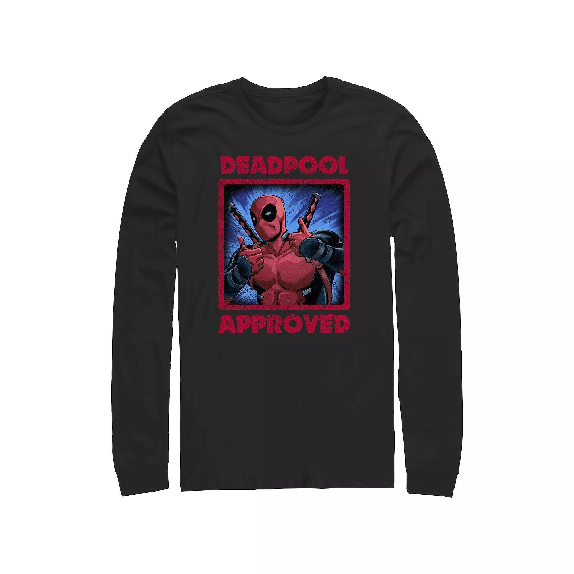 Big & Tall Marvel Deadpool Approved Poster Long Sleeve Graphic Tee, Men's, Size: Large Tall, Black Product Image