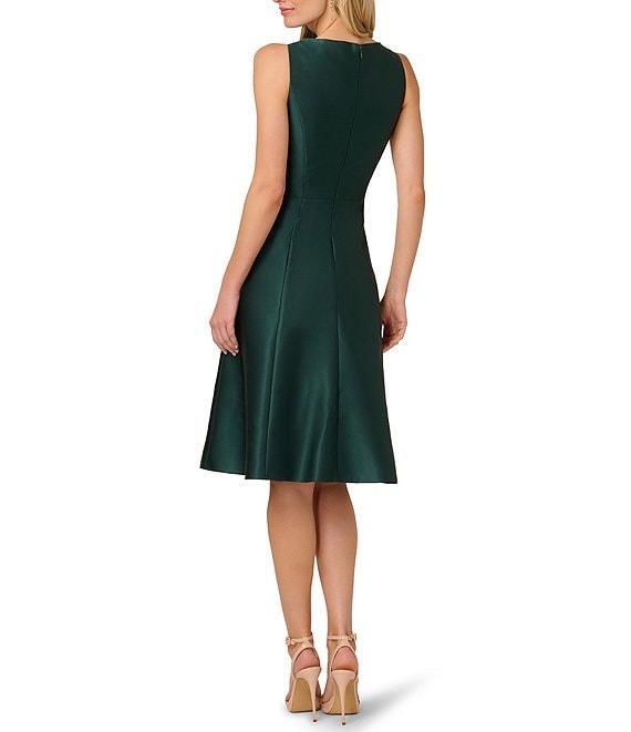 Adrianna Papell Mikado Boat Neck Button Sleeveless Midi Dress Product Image